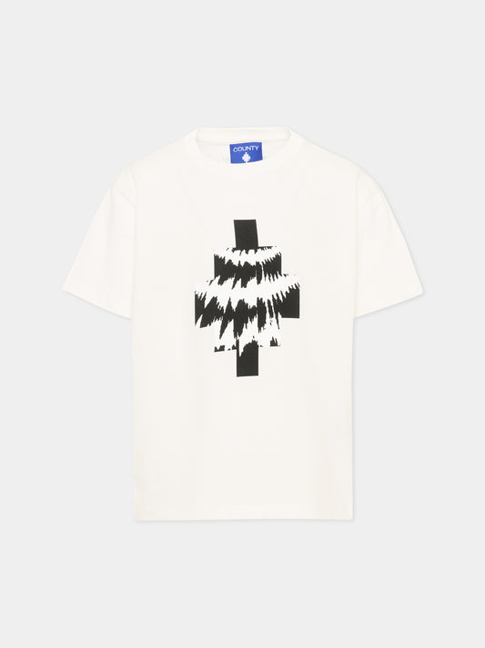 T-Shirt avorio per bambino con logo,County Of Milan Kids,F5CMJBTH058 002