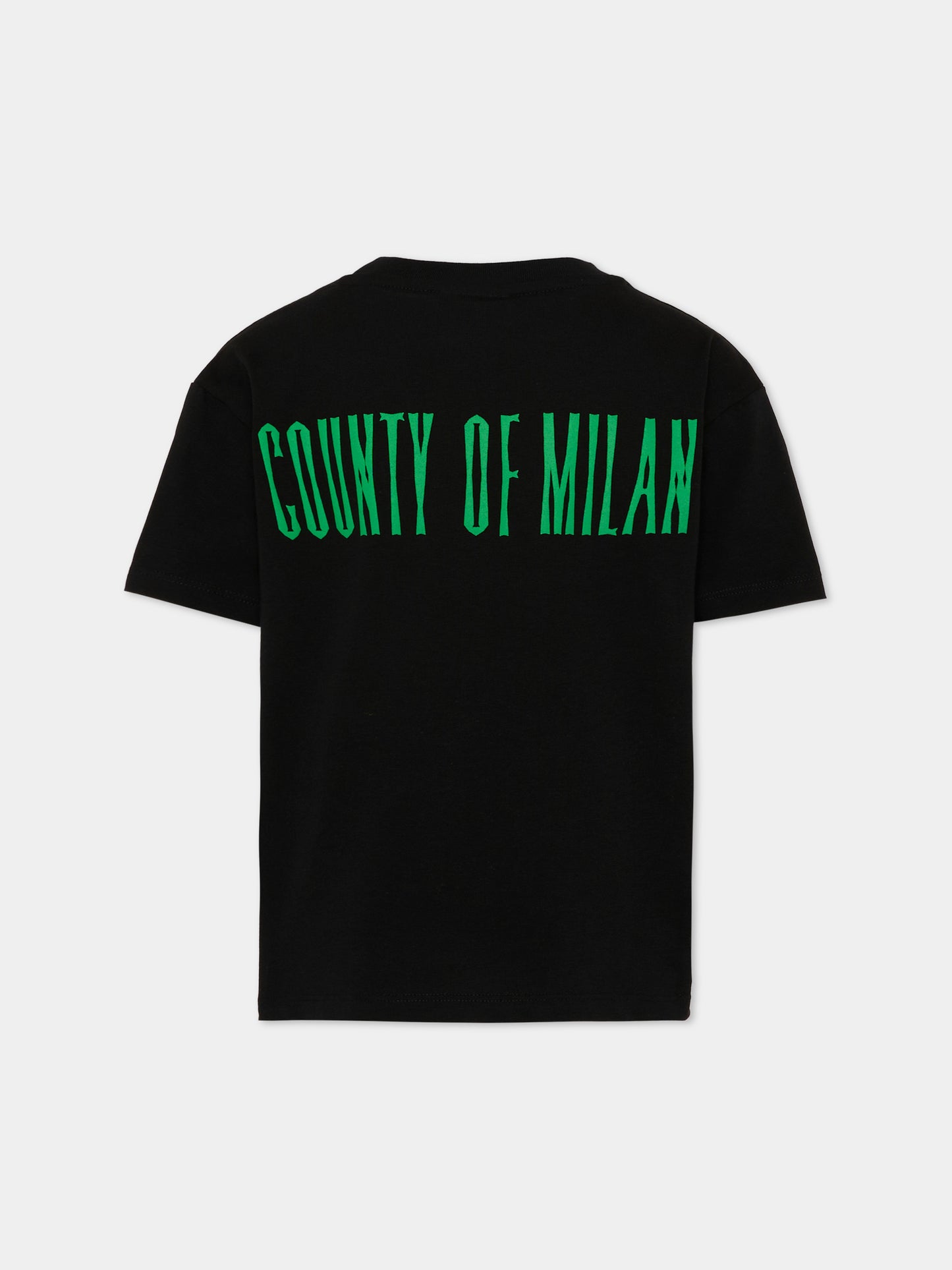 T-Shirt nera per bambino con lupo,County Of Milan Kids,F5CMJBTH078 110