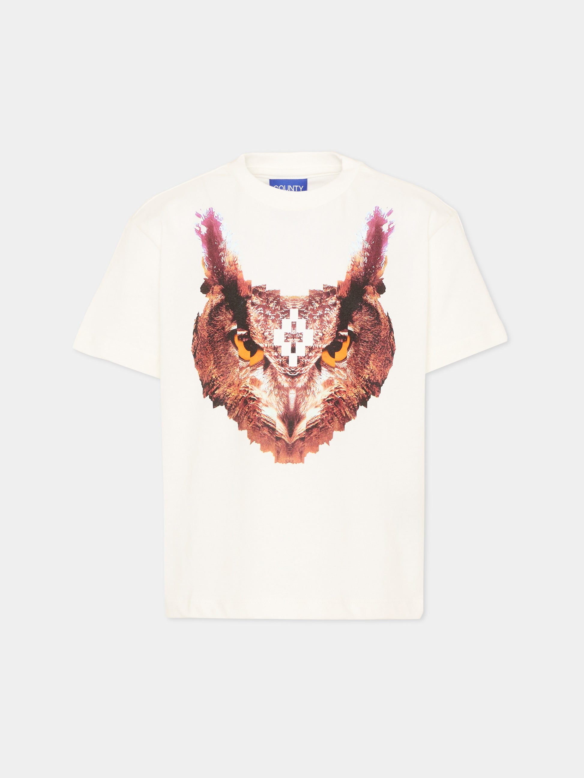 T-Shirt avorio per bambino con gufo,County Of Milan Kids,F5CMJBTH079 002
