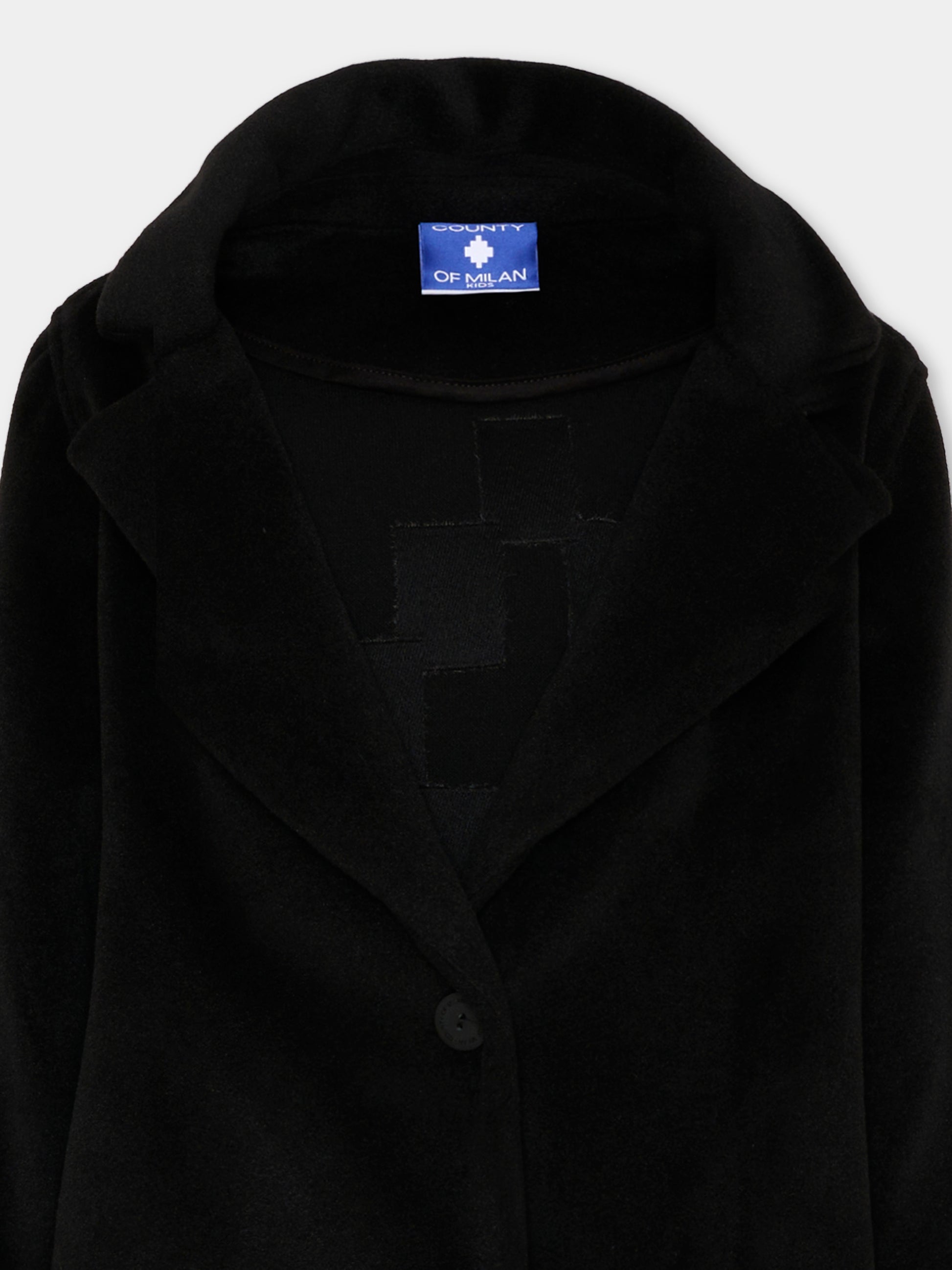 Cappotto nero per bambina con logo,County Of Milan Kids,F5CMJGCO018 110