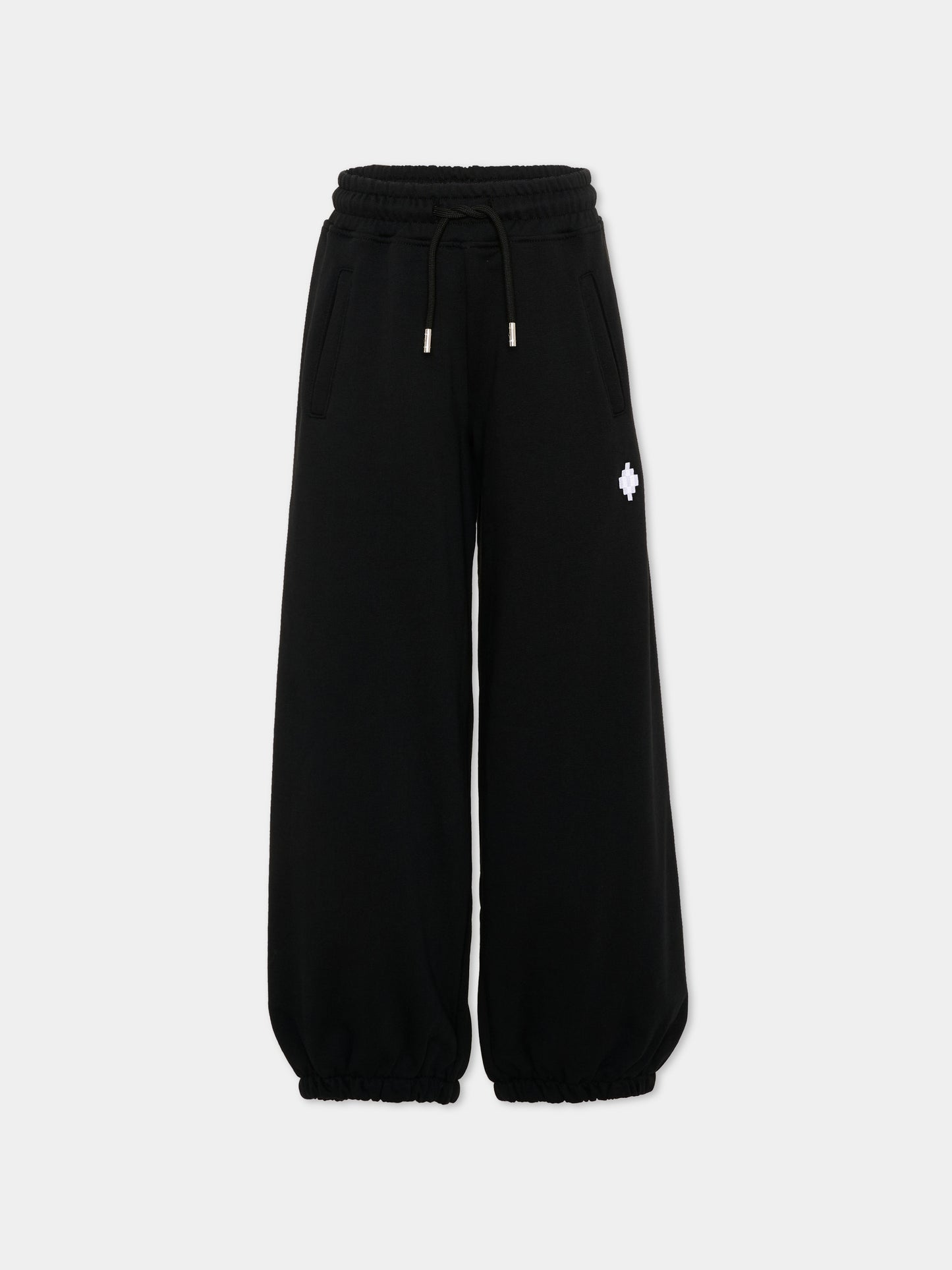 Pantaloni sportivi neri per bambina con logo,County Of Milan Kids,F5CMJGFP086 110