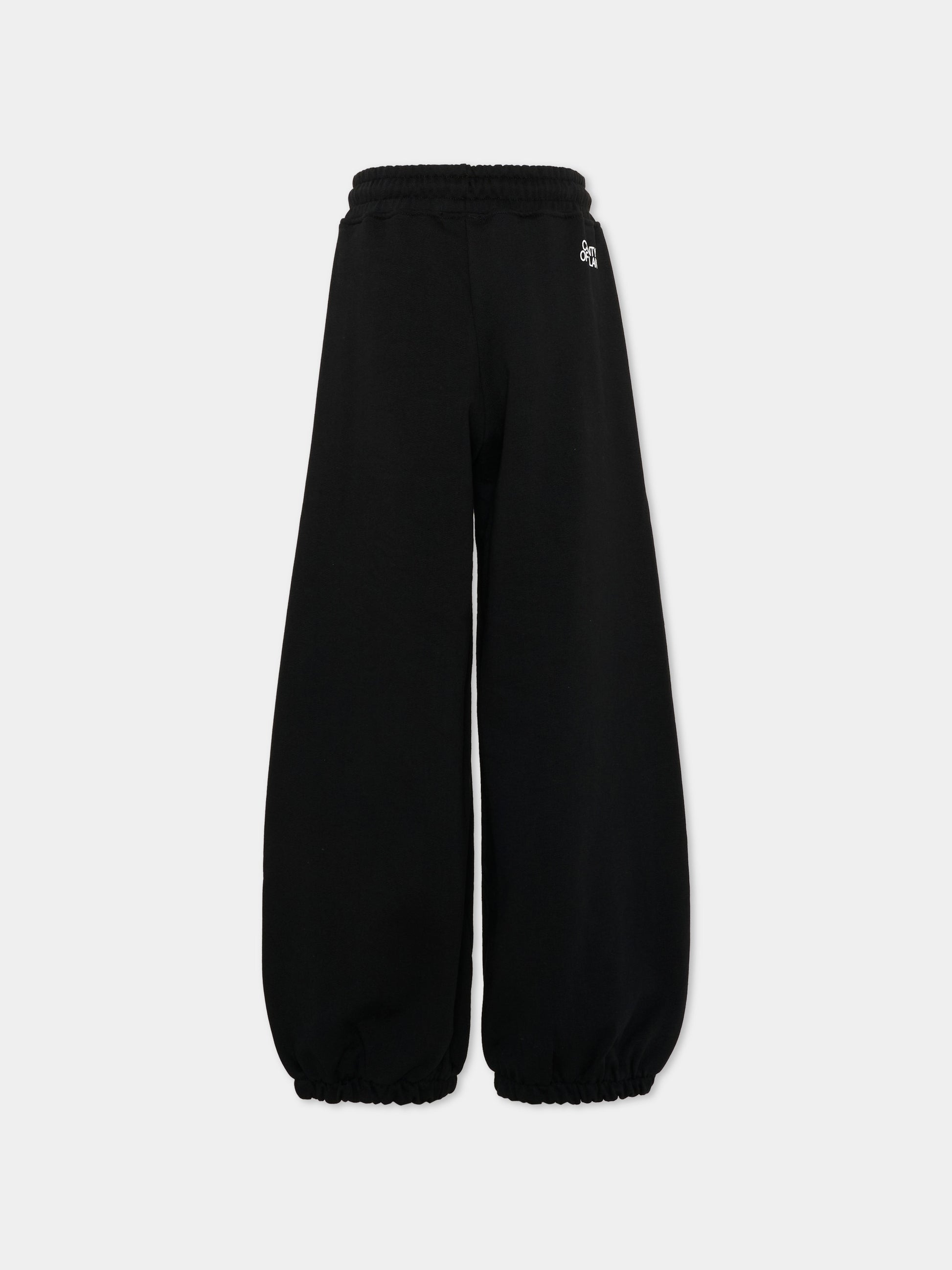 Pantaloni sportivi neri per bambina con logo,County Of Milan Kids,F5CMJGFP086 110