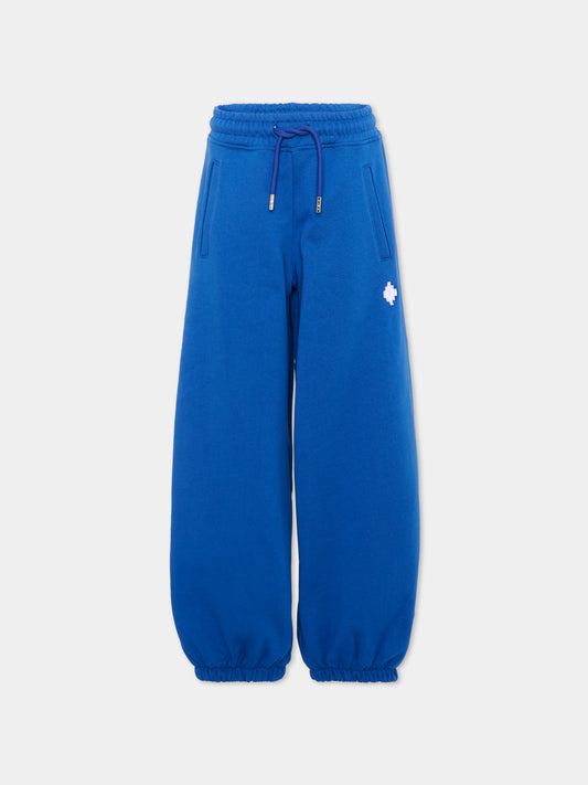 Pantaloni sportivi blu per bambina con logo,County Of Milan Kids,F5CMJGFP086 130