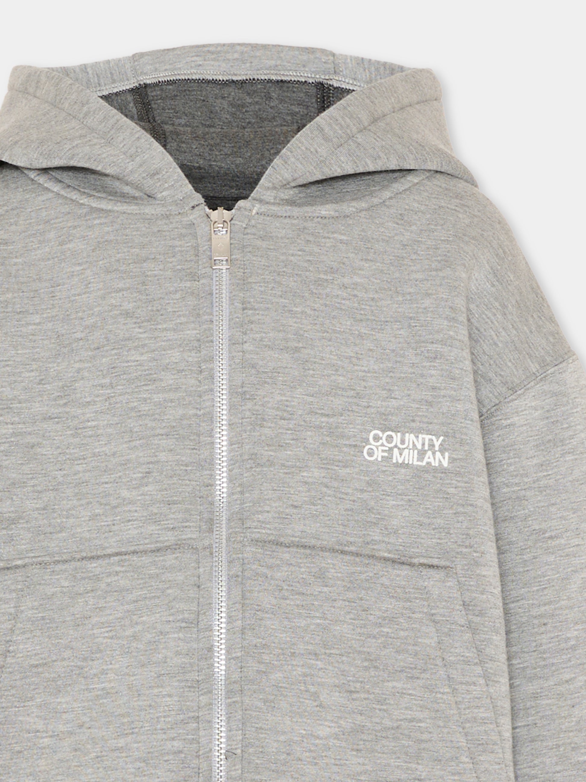 Felpa grigia per bambina con logo,County Of Milan Kids,F5CMJGHS022 101