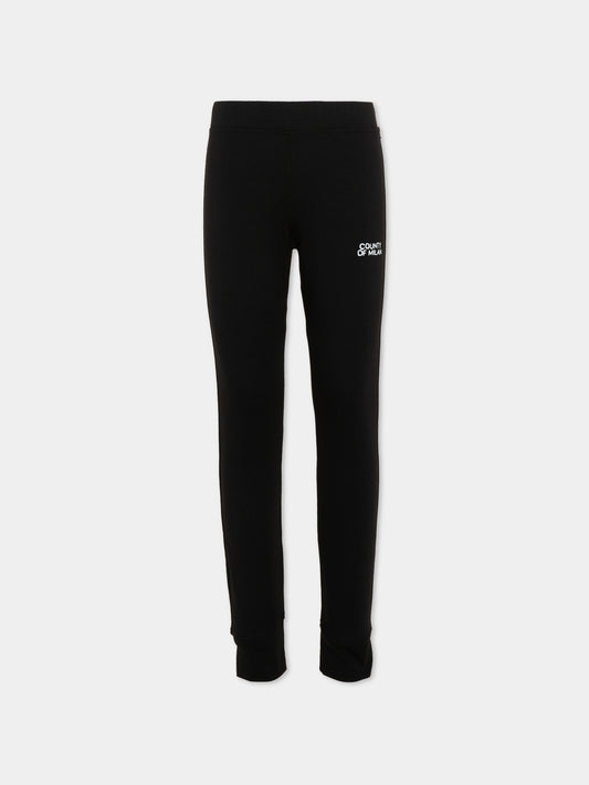 Leggings nero per bambina con logo,County Of Milan Kids,F5CMJGLG097 110