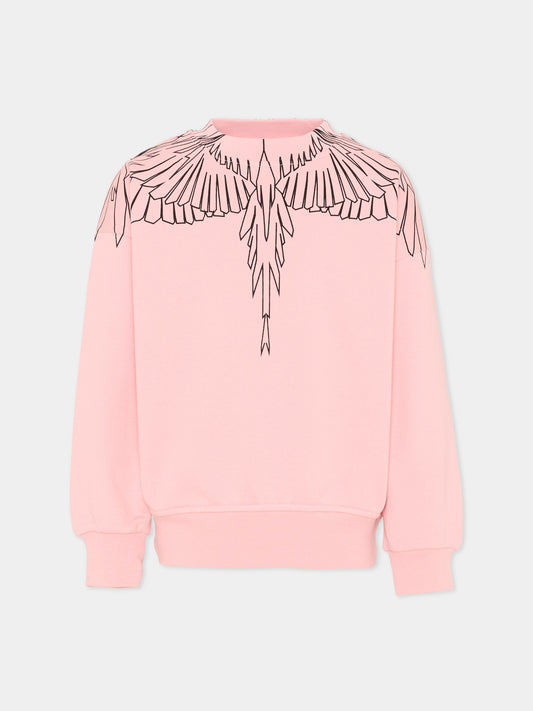 Felpa rosa per bambina con ali,County Of Milan Kids,F5CMJGSW101 BW008