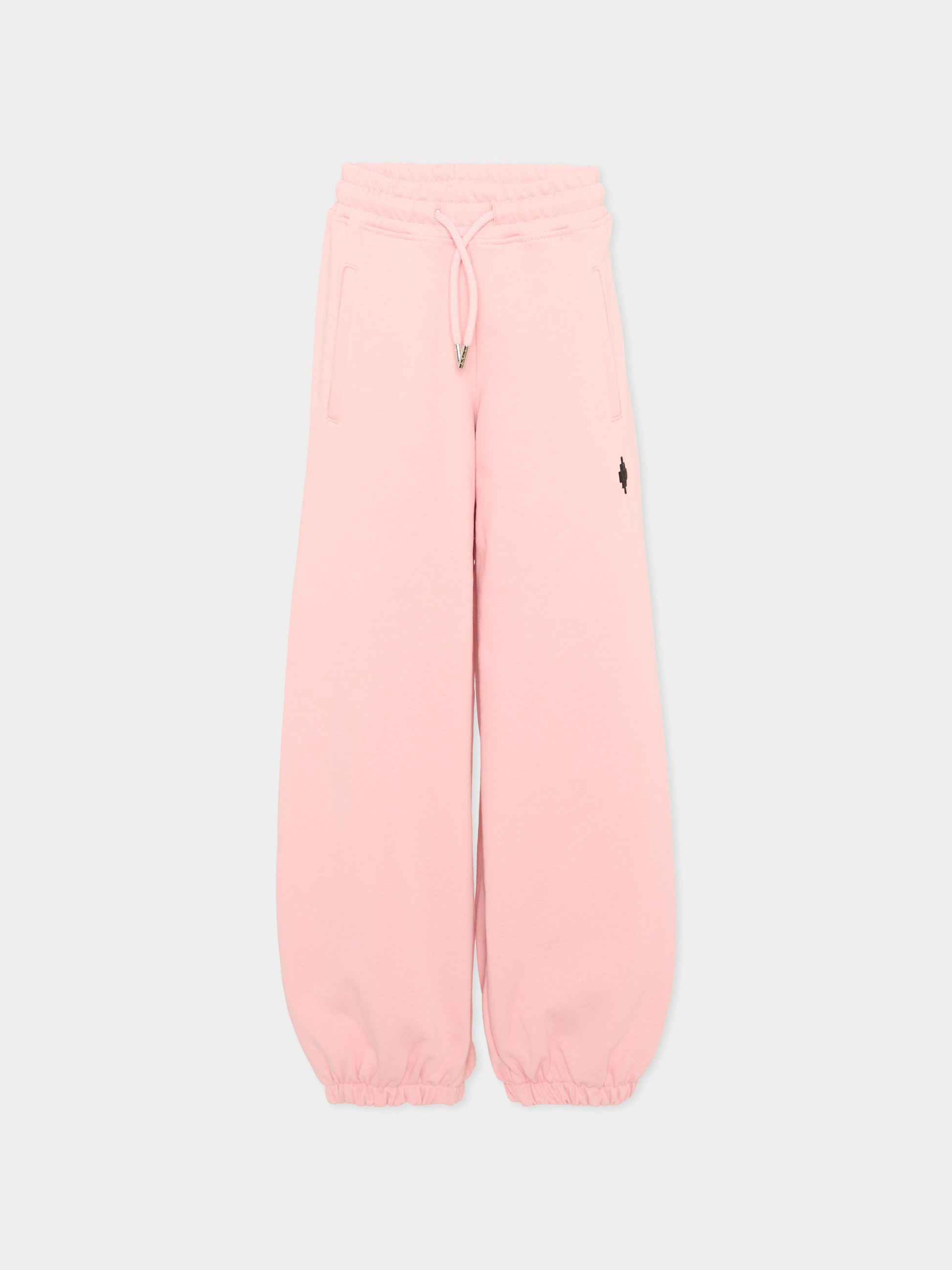 Pantalone sportivo rosa per bambina con logo,County Of Milan Kids,F5CMJGFP086 BW008