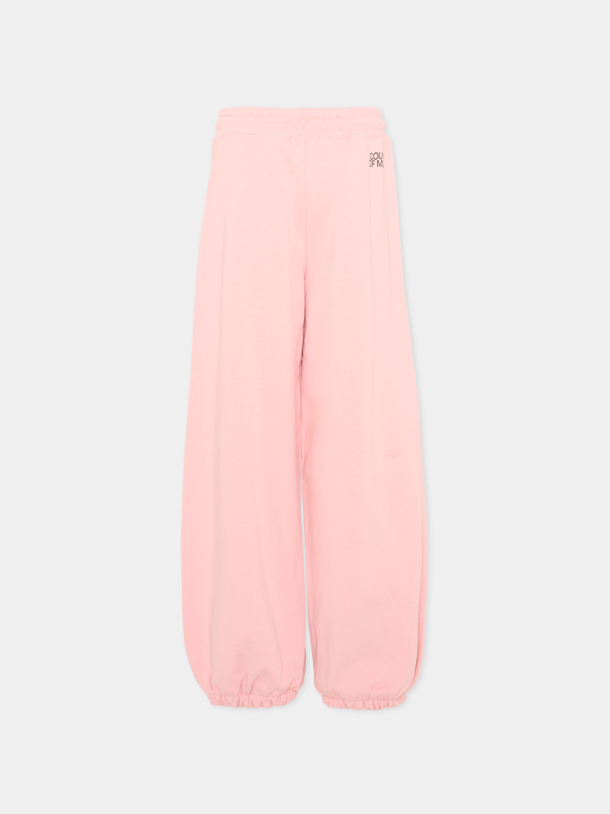 Pantalone sportivo rosa per bambina con logo,County Of Milan Kids,F5CMJGFP086 BW008