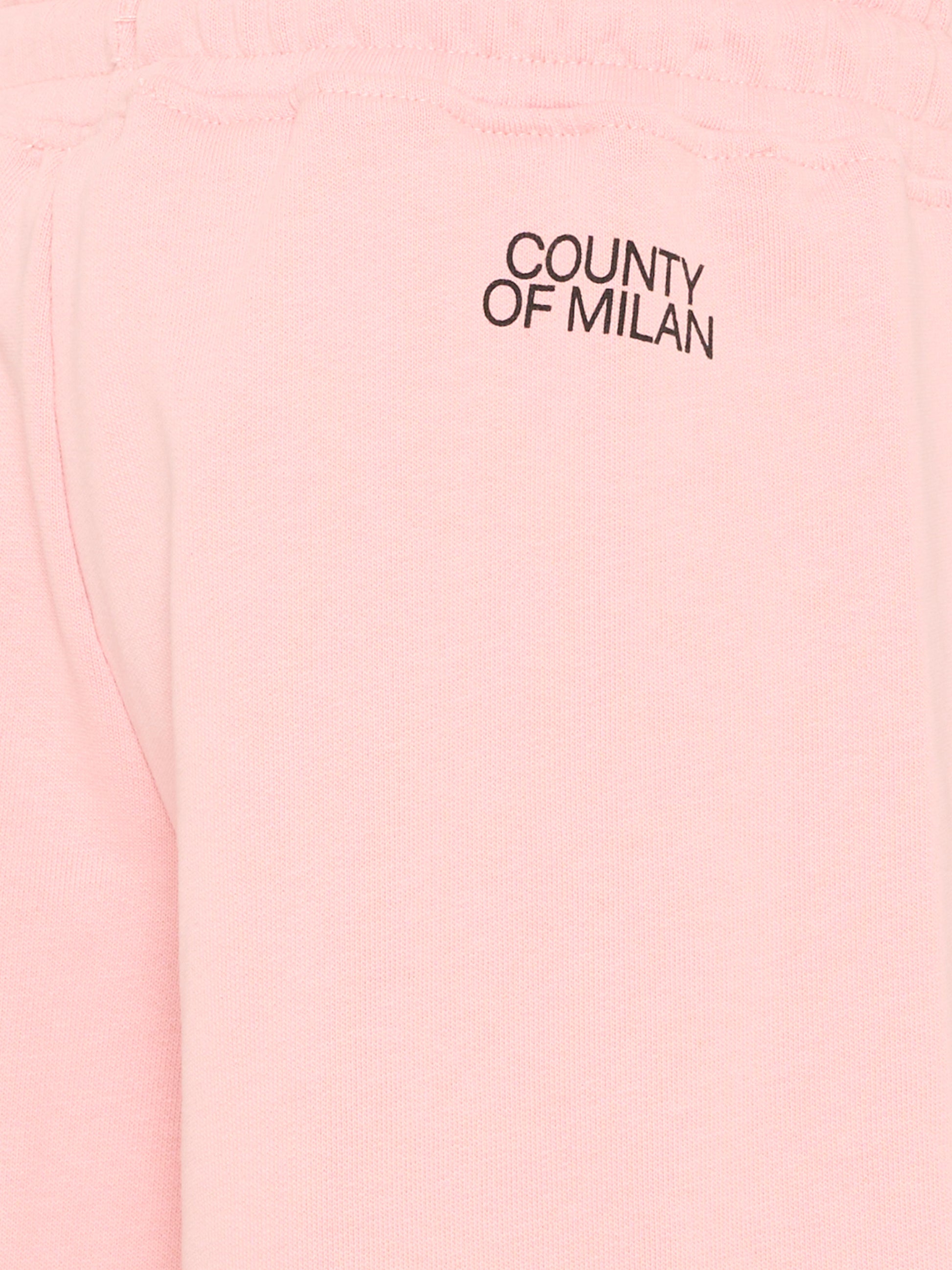 Pantalone sportivo rosa per bambina con logo,County Of Milan Kids,F5CMJGFP086 BW008