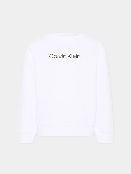 Felpa bianca per bambini con logo,Calvin Klein Kids,LV1CKSJB36 YAF