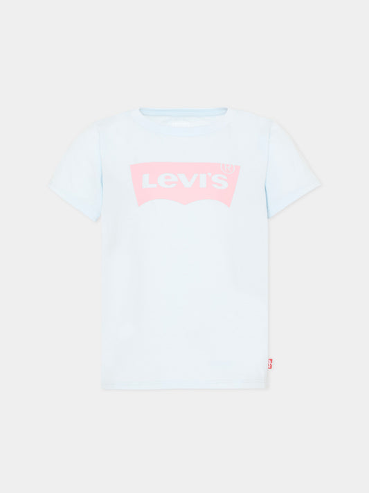 T-shirt azzurra per bambina con logo,Levi's Kids,4EK825 UHG