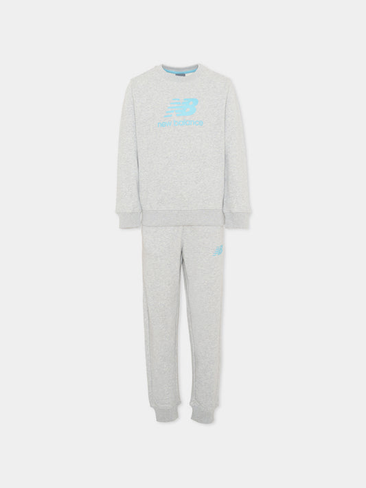 Completo sportivo grigio per bambino con logo,New Balance,LAKB0321 AGT