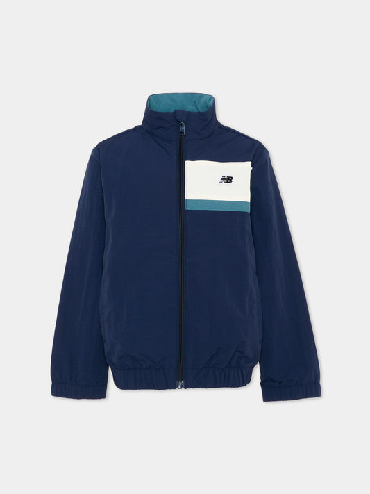 Giacche a vento blu per bambino con logo,New Balance,YJ61X4NX NNY
