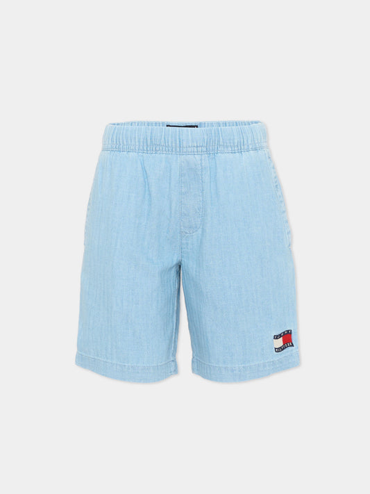Shorts denim per bambino con logo,Tommy Hilfiger Junior,KB0KB10248 1A4