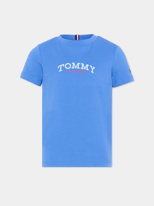 T-shirt blu per bambino con logo,Tommy Hilfiger Junior,KB0KB10263 C6H