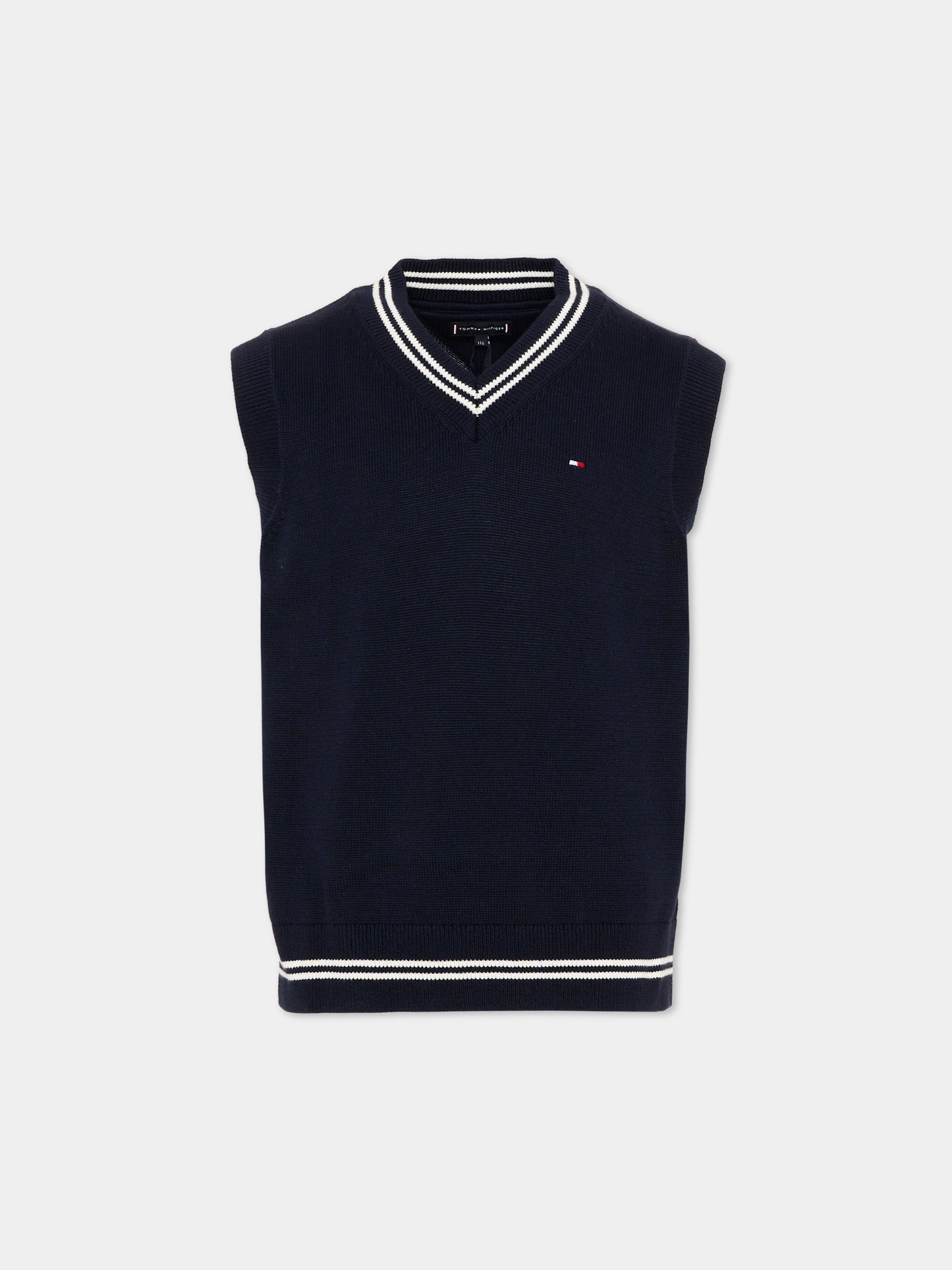 Maglia gilet blu per bambino con logo,Tommy Hilfiger Junior,KB0KB10426 C1G