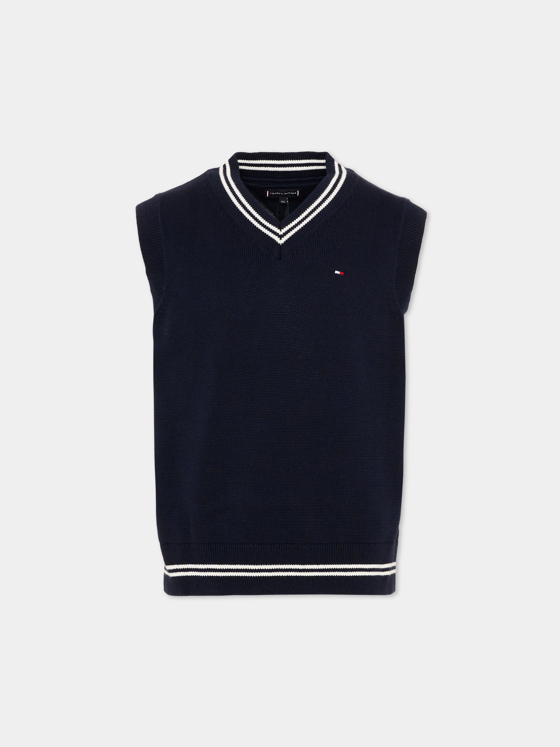 Maglia gilet blu per bambino con logo,Tommy Hilfiger Junior,KB0KB10426 C1G