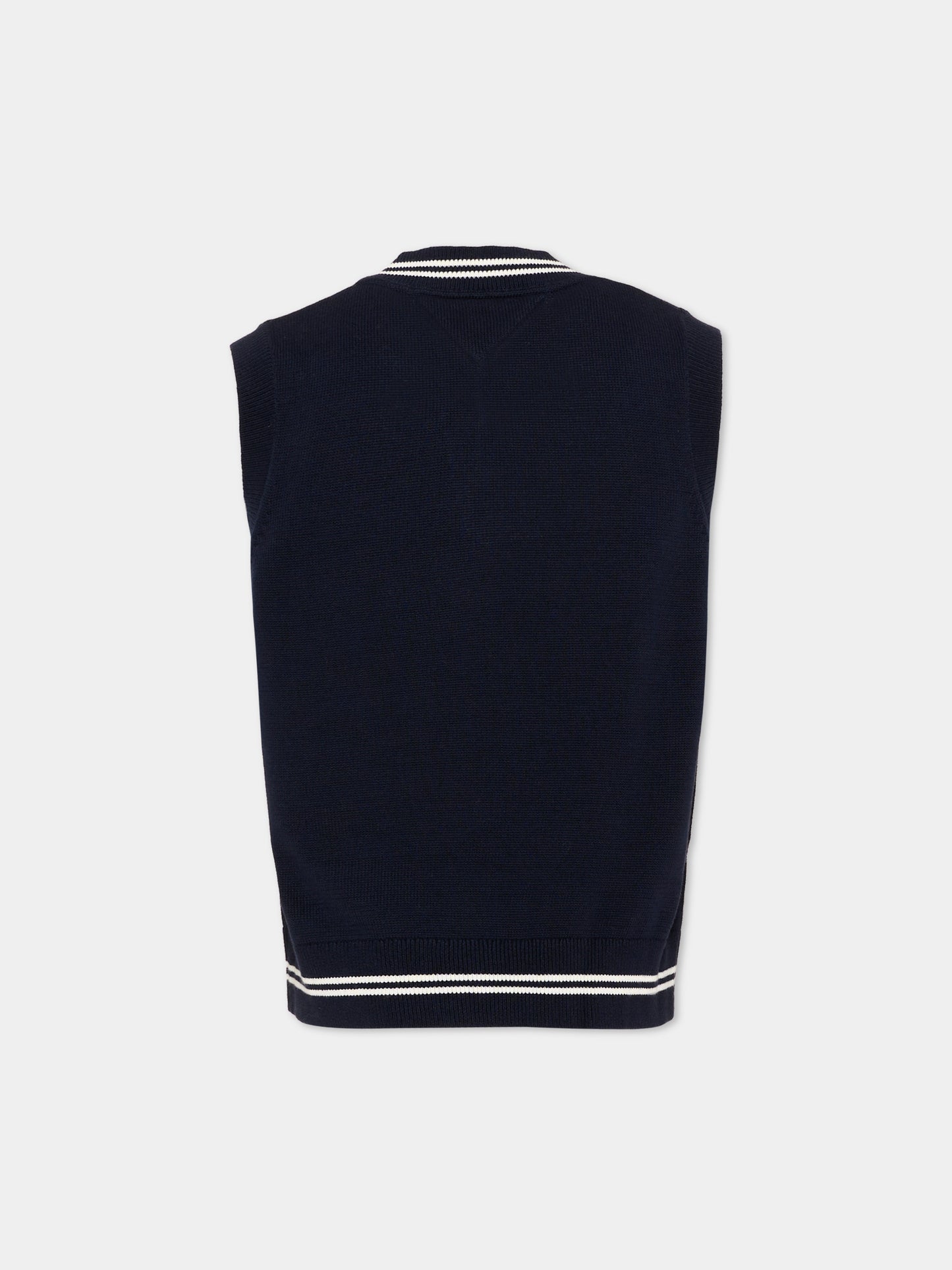 Maglia gilet blu per bambino con logo,Tommy Hilfiger Junior,KB0KB10426 C1G