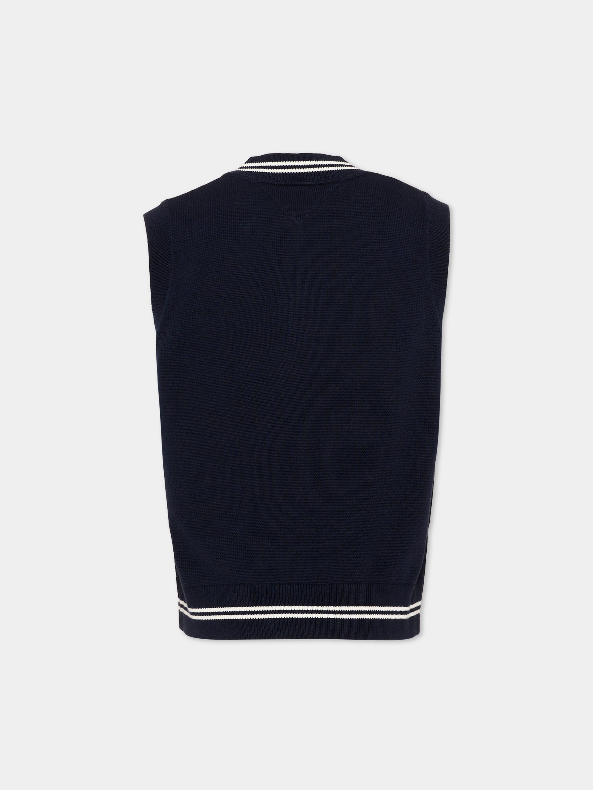 Maglia gilet blu per bambino con logo,Tommy Hilfiger Junior,KB0KB10426 C1G