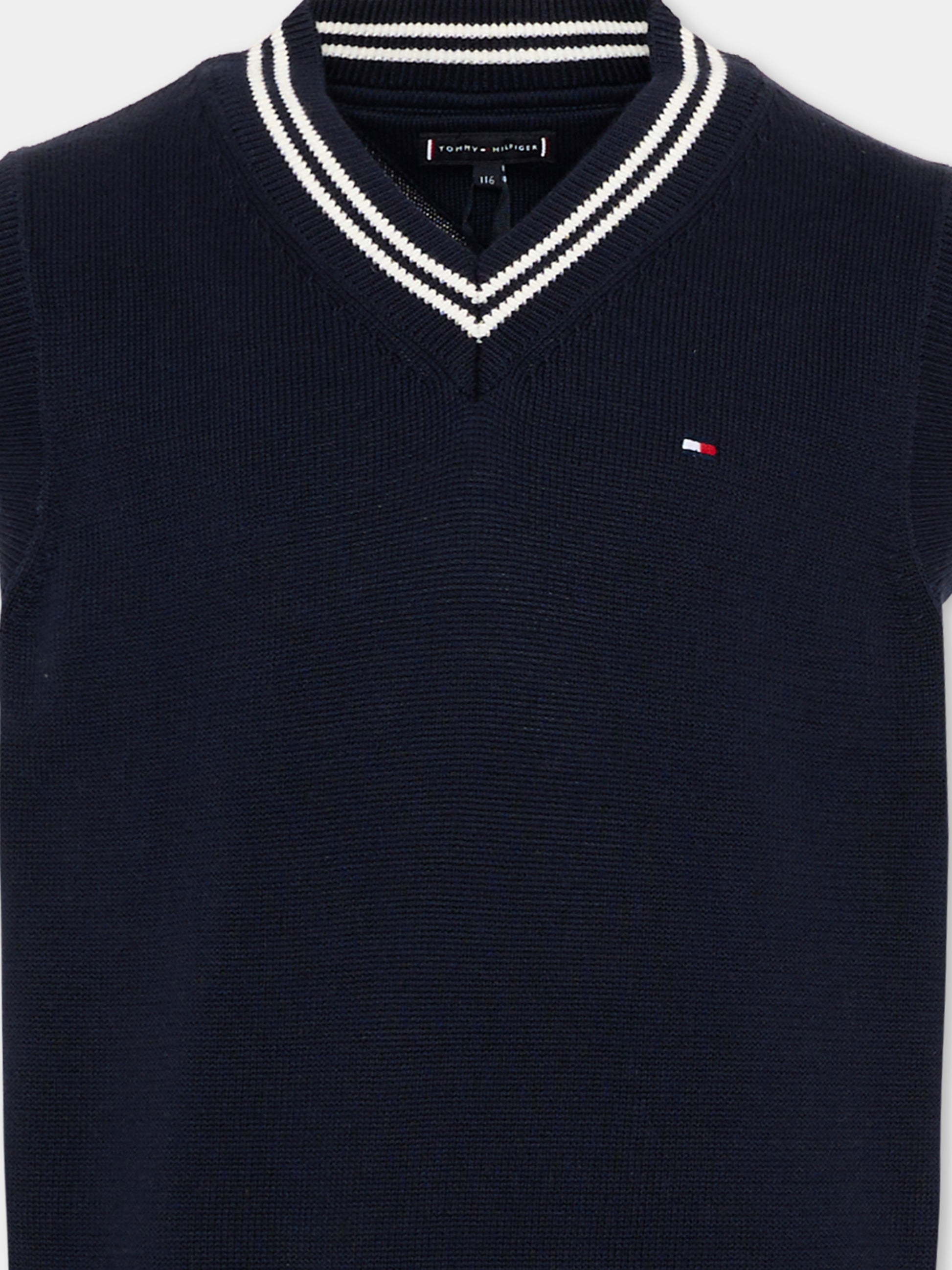 Maglia gilet blu per bambino con logo,Tommy Hilfiger Junior,KB0KB10426 C1G