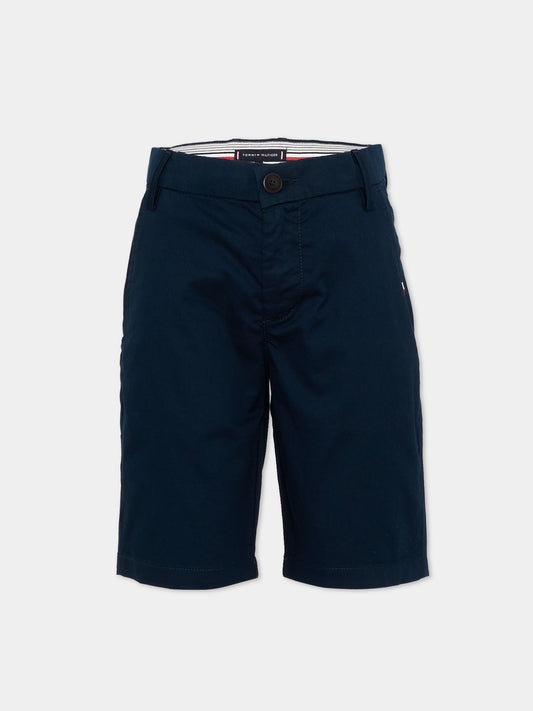 Shorts blu per bambino con logo,Tommy Hilfiger Junior,KB0KB09641 C1G