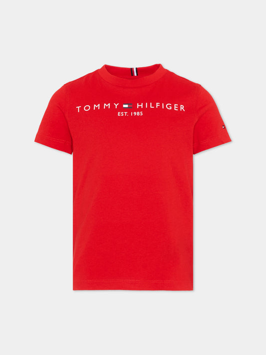 T-Shirt rossa per bambini con logo,Tommy Hilfiger Junior,KS0KS00210 XNL