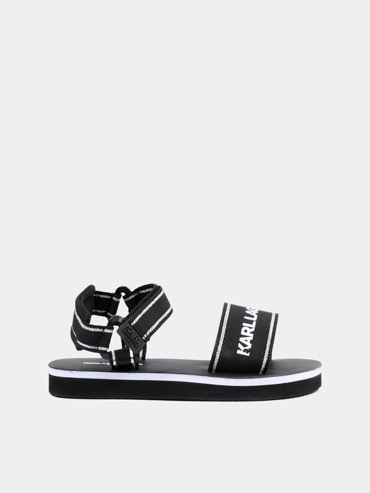 Sandali neri per bambina con logo,Karl Lagerfeld Kids,Z30374 09B
