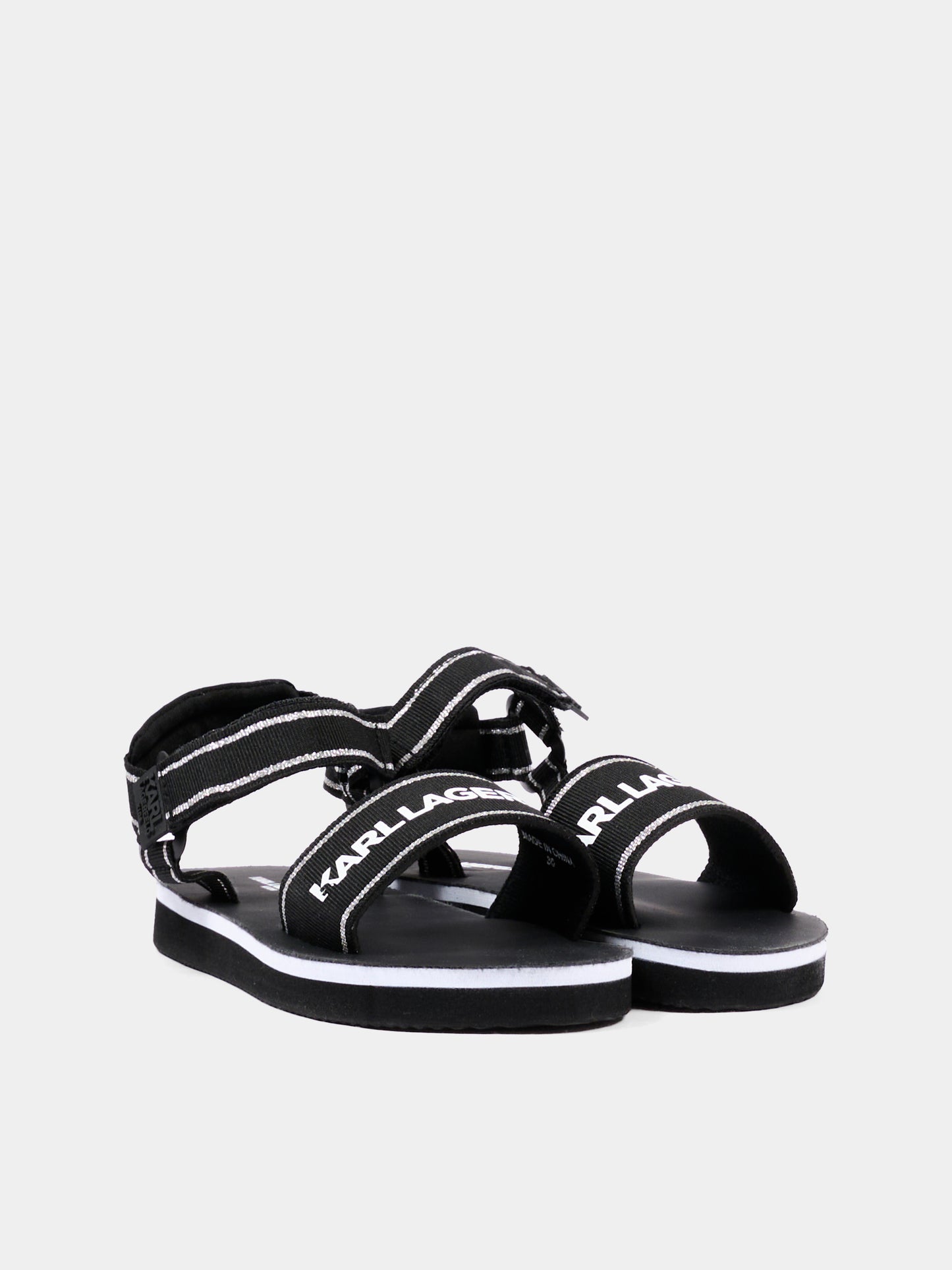 Sandali neri per bambina con logo,Karl Lagerfeld Kids,Z30374 09B