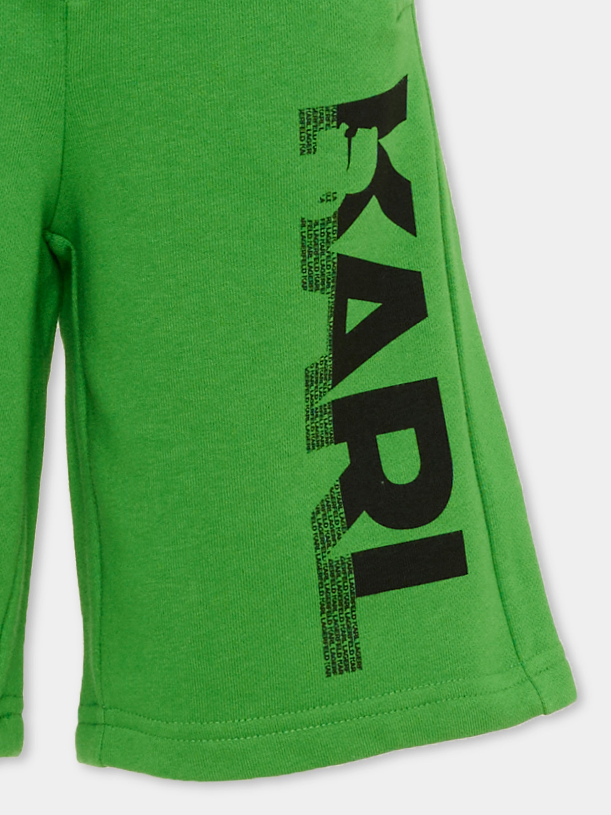 Shorts sportivi verdi per bambino con logo,Karl Lagerfeld Kids,Z30413 686