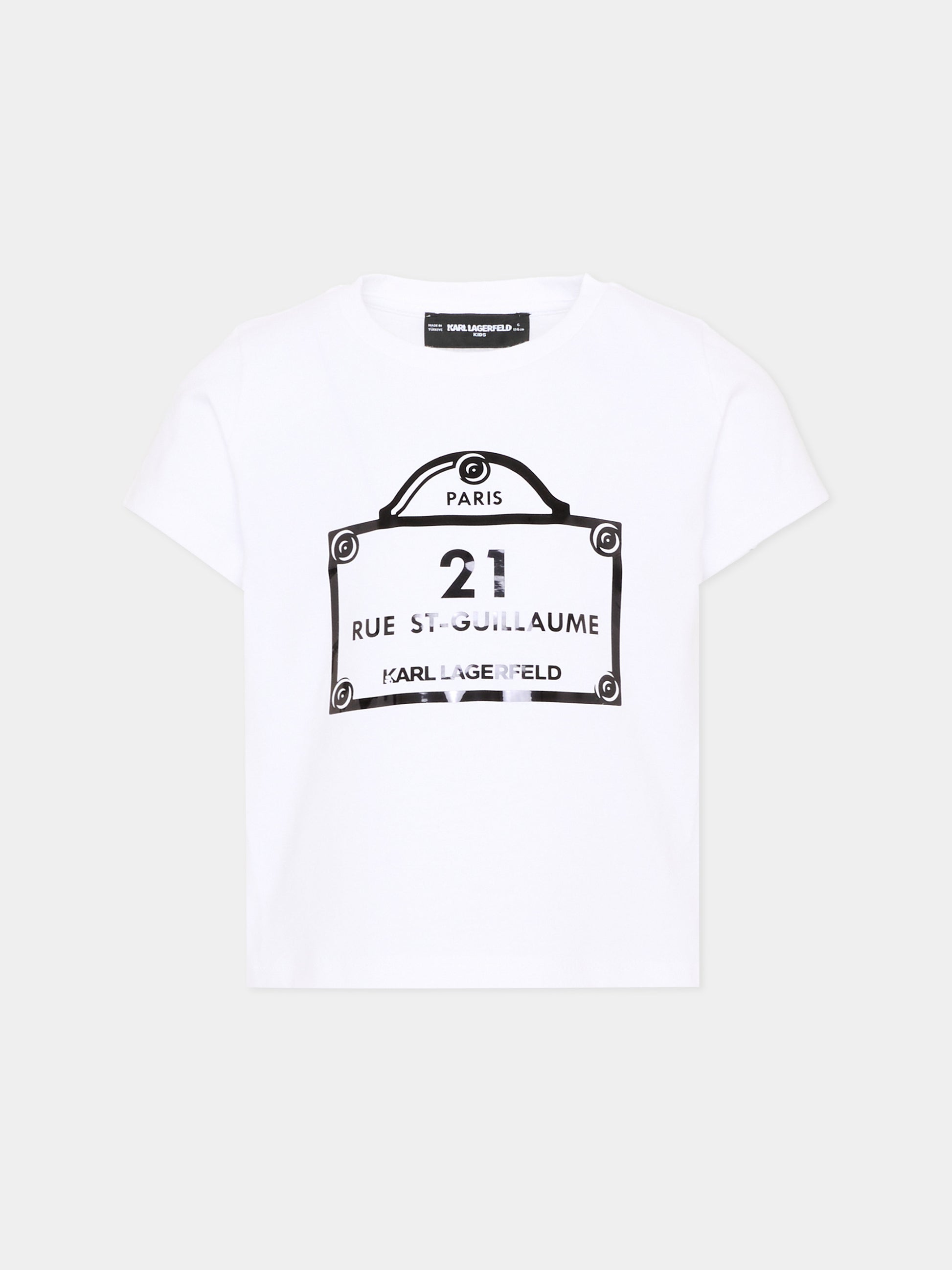 T-shirt bianca per bambina con logo,Karl Lagerfeld Kids,Z30486 10P