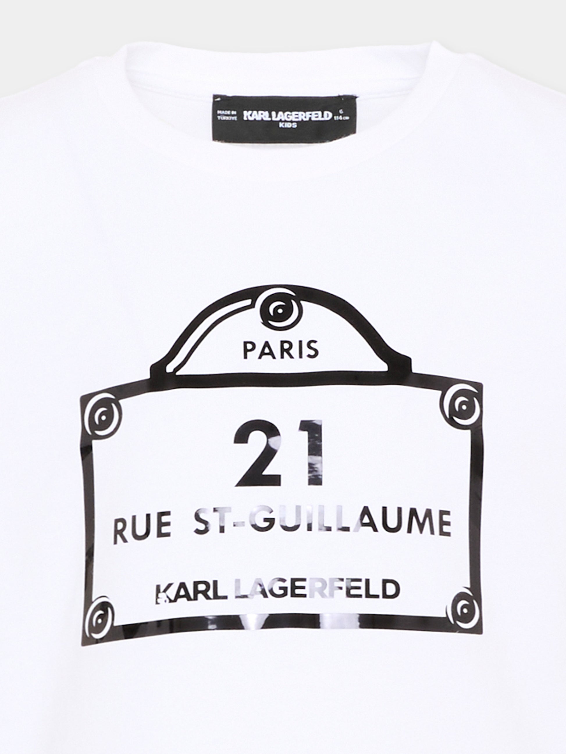 T-shirt bianca per bambina con logo,Karl Lagerfeld Kids,Z30486 10P