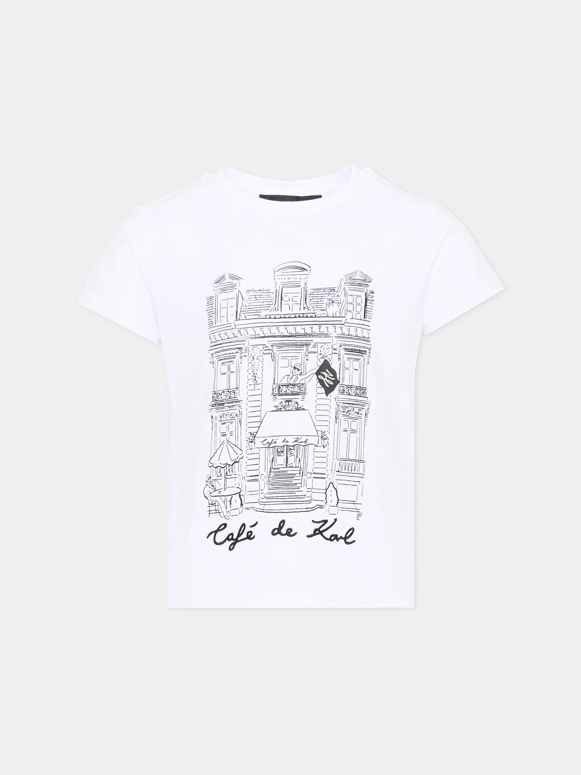 T-Shirt bianca per bambina con logo,Karl Lagerfeld Kids,Z30494 10P