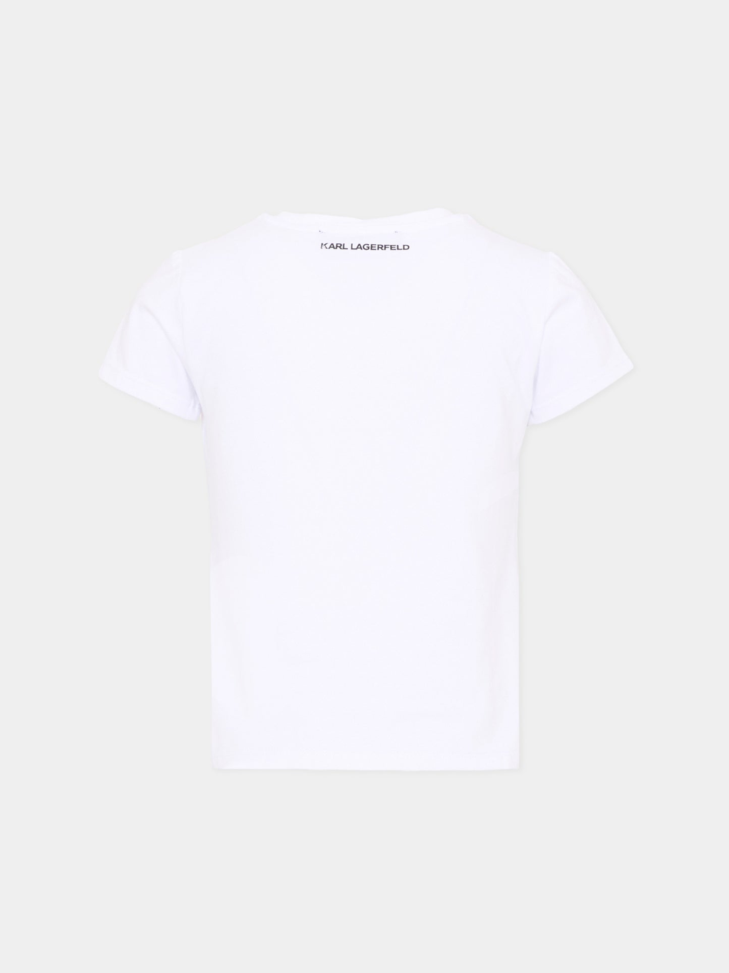 T-Shirt bianca per bambina con logo,Karl Lagerfeld Kids,Z30494 10P