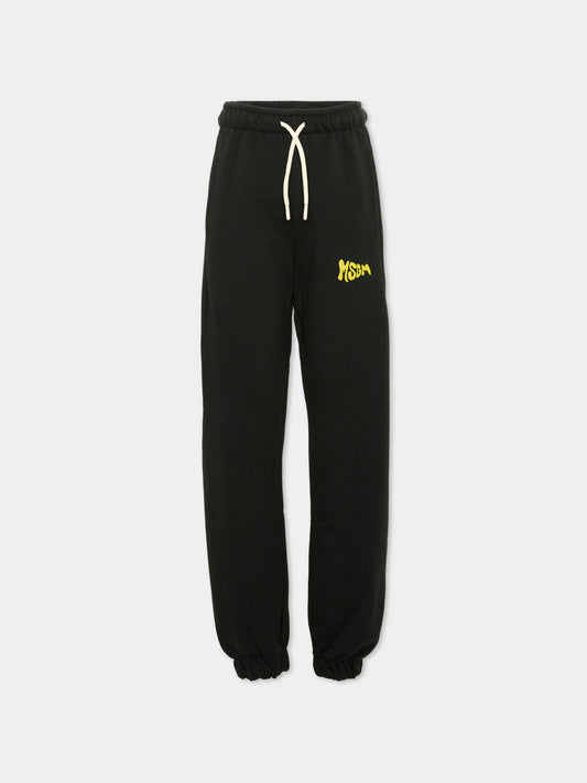 Pantalone sportivo nero per bambini con logo,Msgm Kids,S6MSJUFP283 MS040