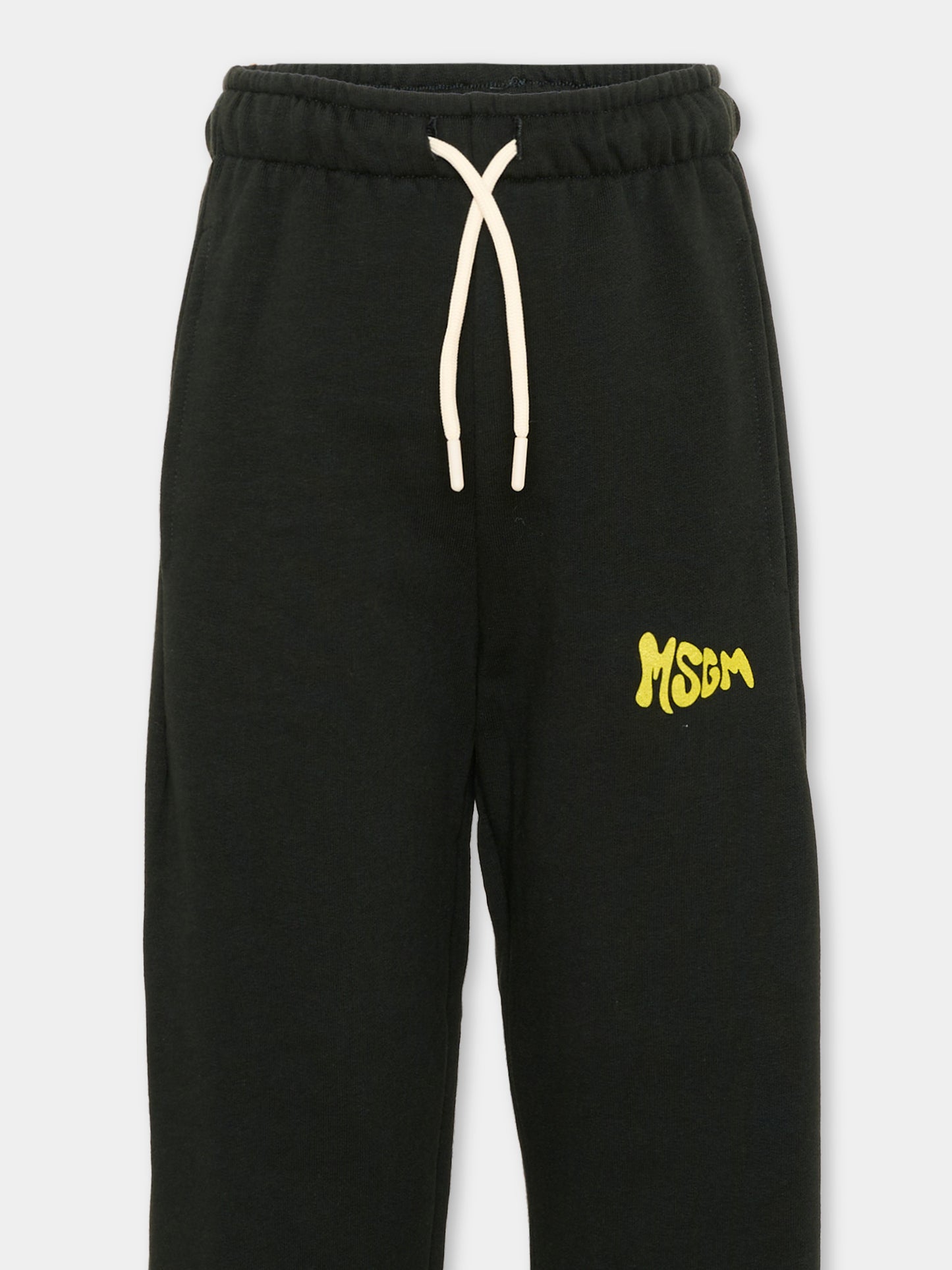 Pantalone sportivo nero per bambini con logo