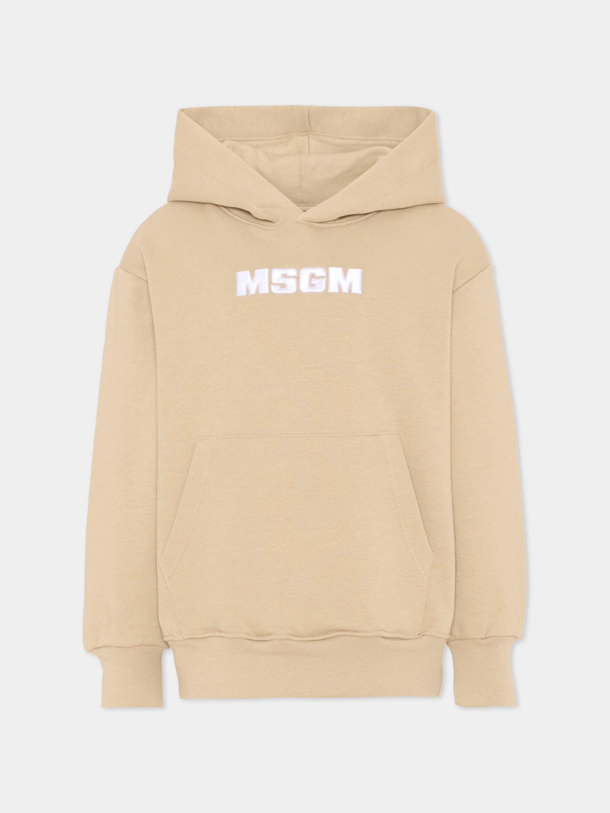 Felpa beige per bambini con logo,Msgm Kids,S6MSJUHS010 092