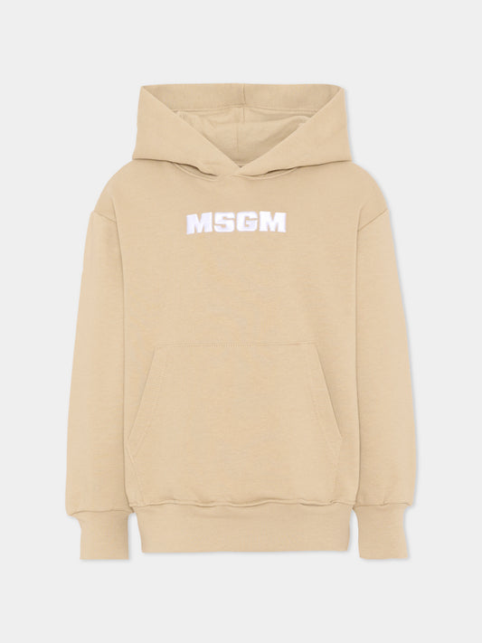 Felpa beige per bambini con logo,Msgm Kids,S6MSJUHS010 092