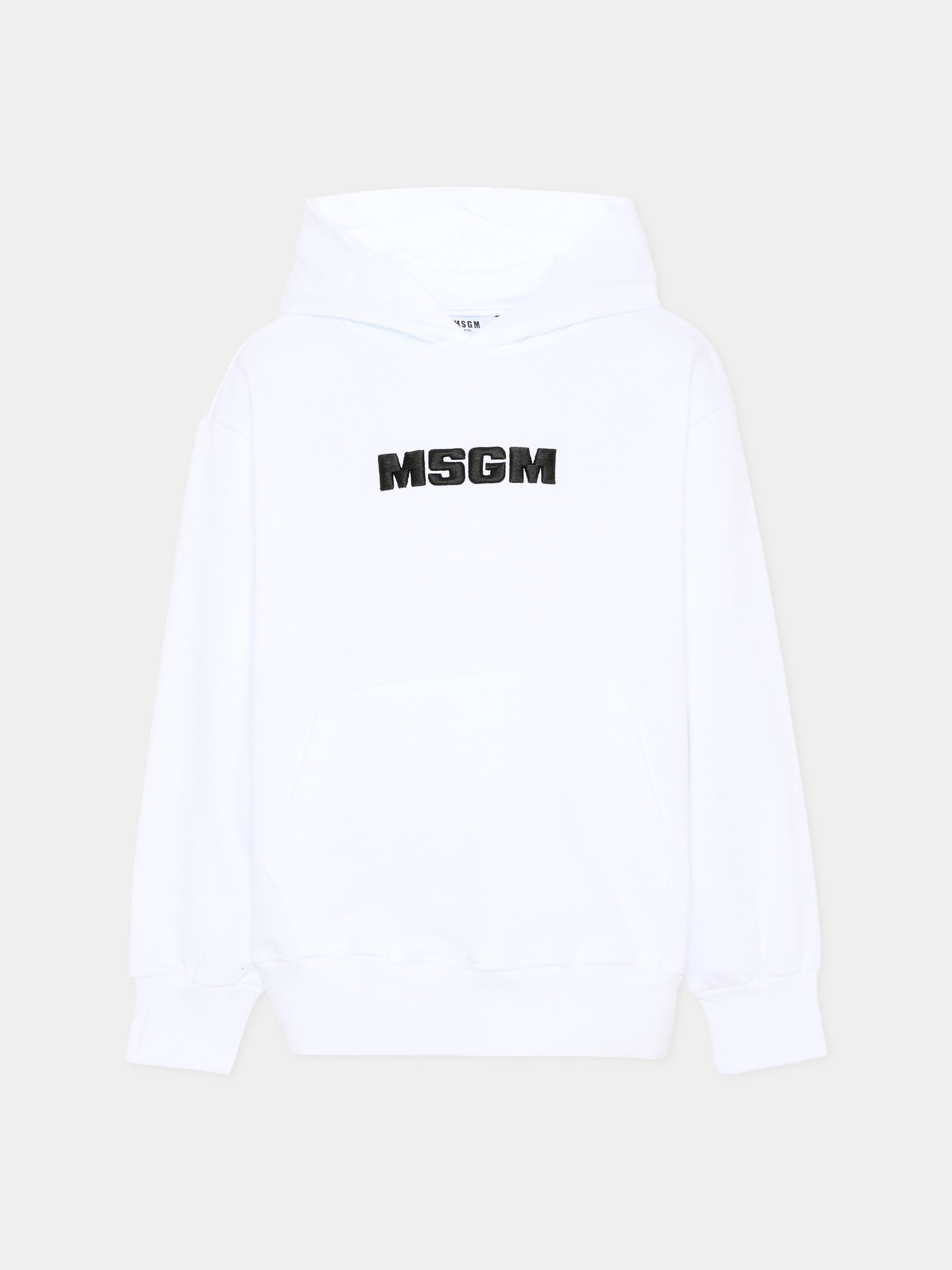 Felpa bianca per bambini con logo,Msgm Kids,S6MSJUHS010 001