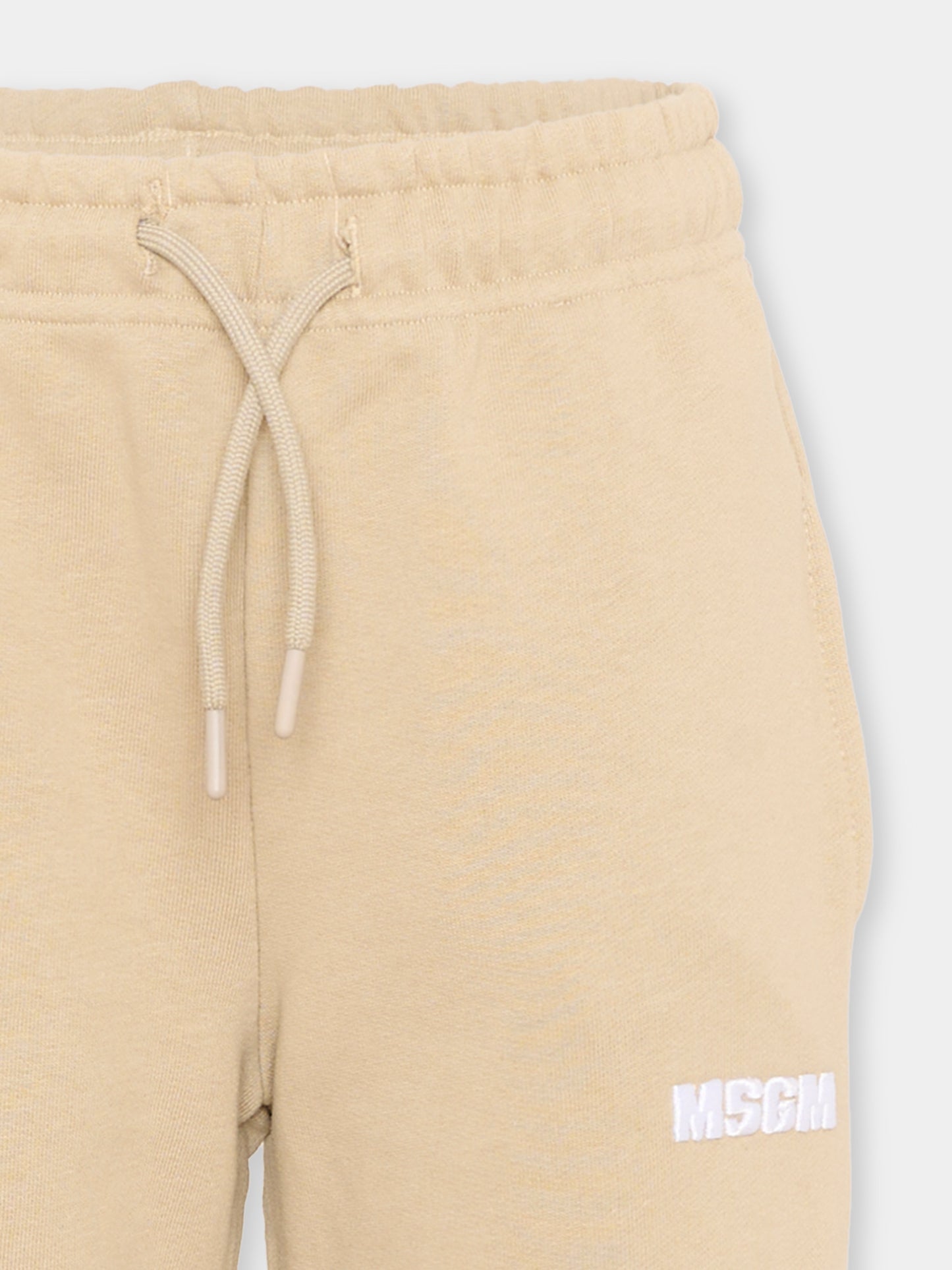 Pantaloni sportivi beige per bambini con logo,Msgm Kids,S6MSJUFP287 092