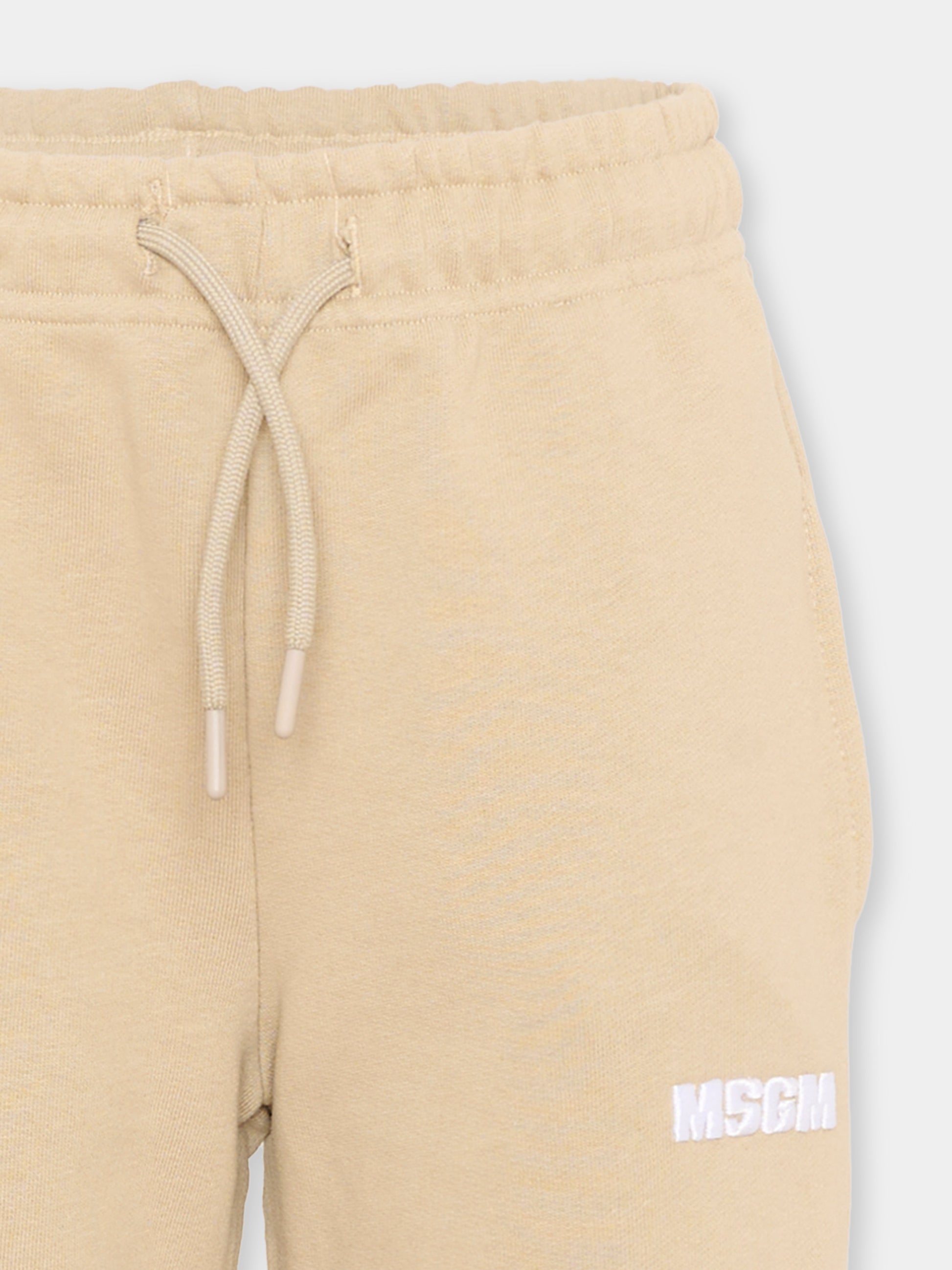 Pantaloni sportivi beige per bambini con logo,Msgm Kids,S6MSJUFP287 092