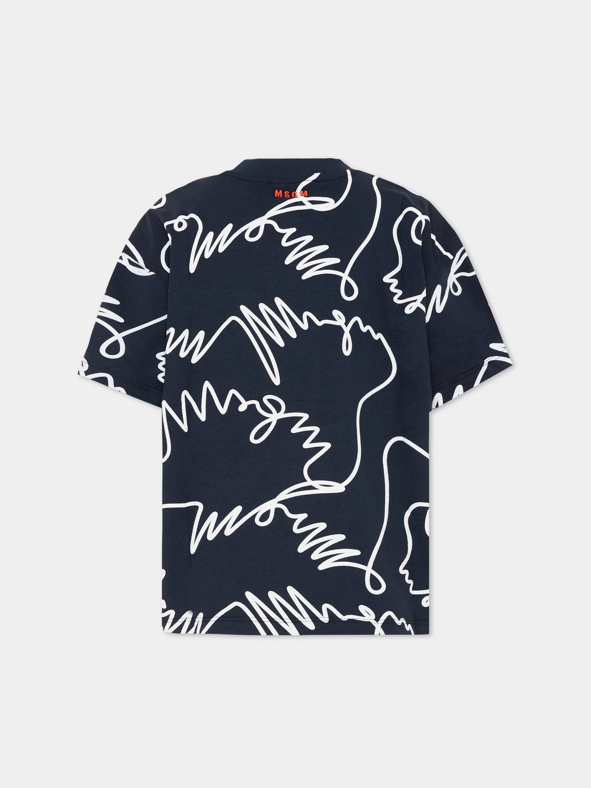 T-Shirt blu per bambini con stampa grafica,Msgm Kids,S6MSJUTH170 MS072