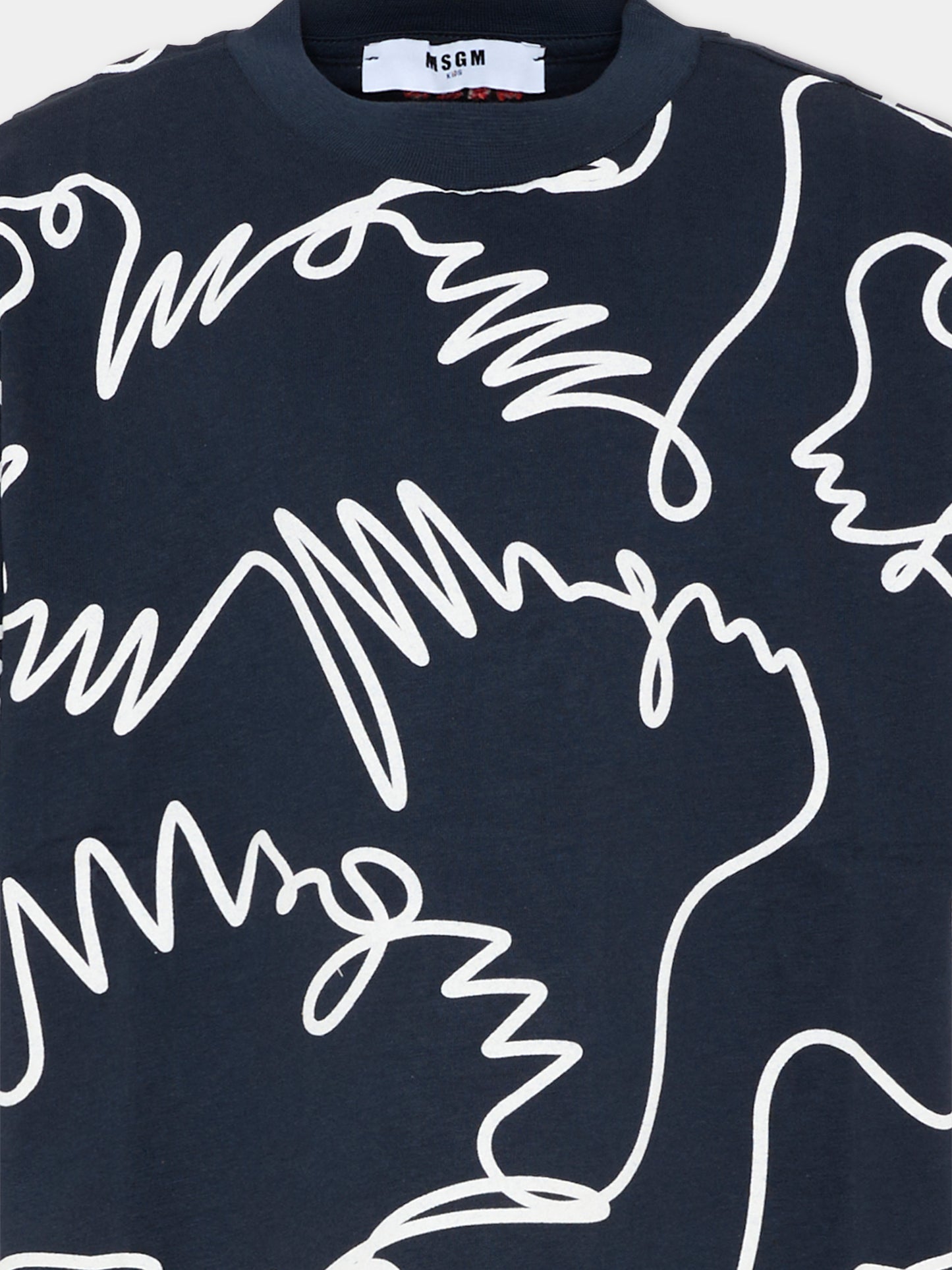 T-Shirt blu per bambini con stampa grafica,Msgm Kids,S6MSJUTH170 MS072