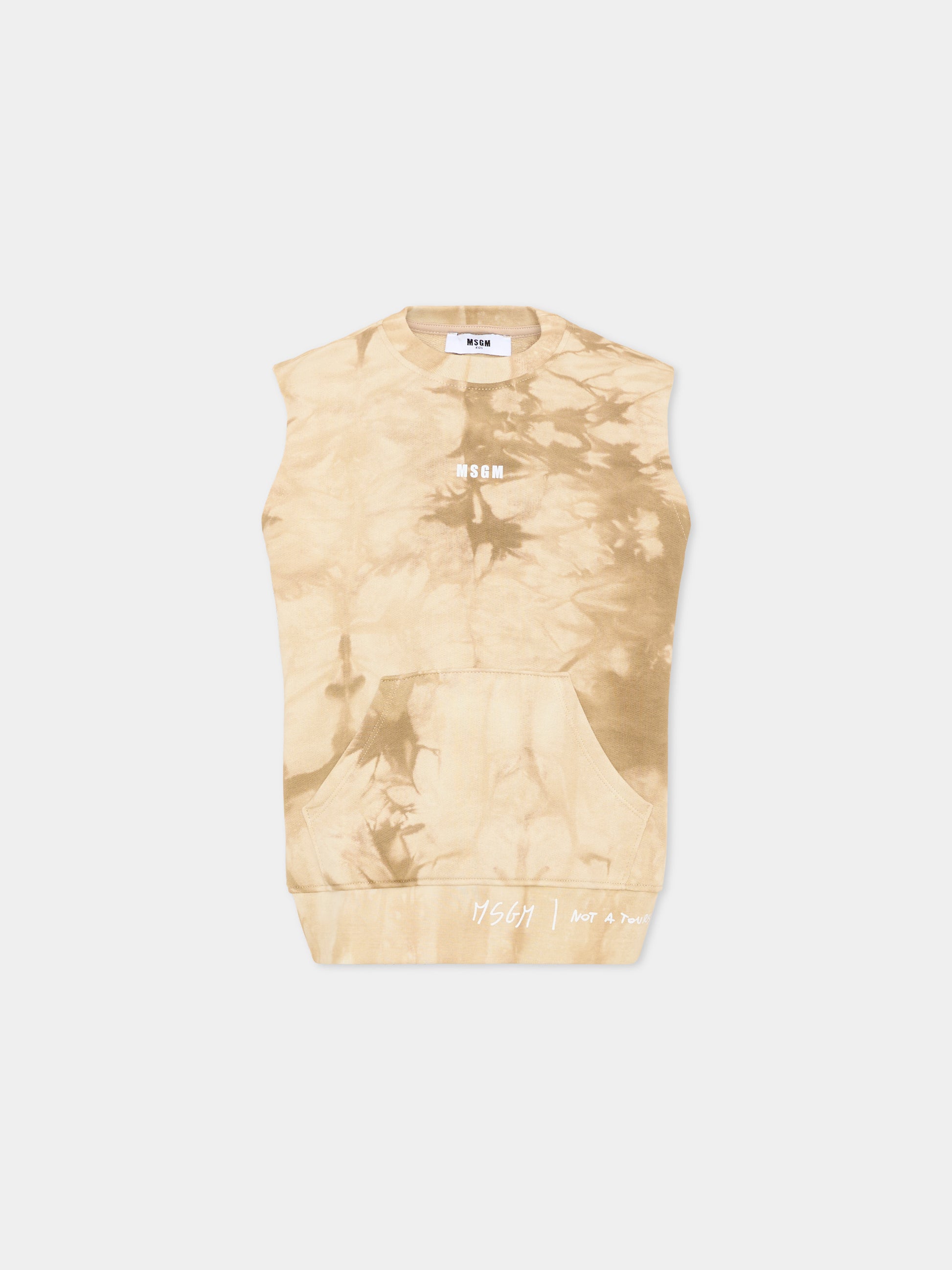 Felpa beige tie-dye per bambino con logo,Msgm Kids,S6MSJBSW244 015