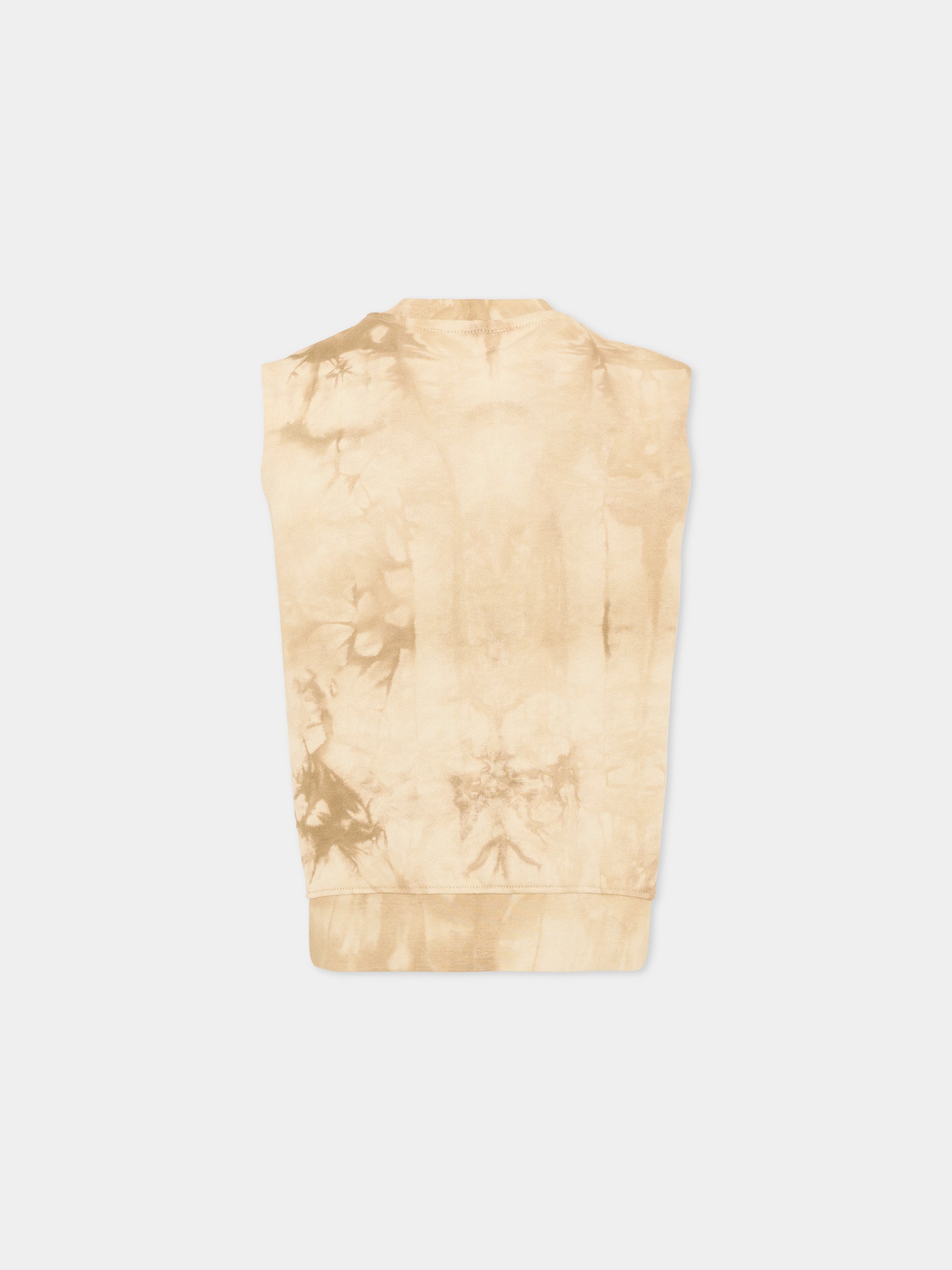 Felpa beige tie-dye per bambino con logo,Msgm Kids,S6MSJBSW244 015