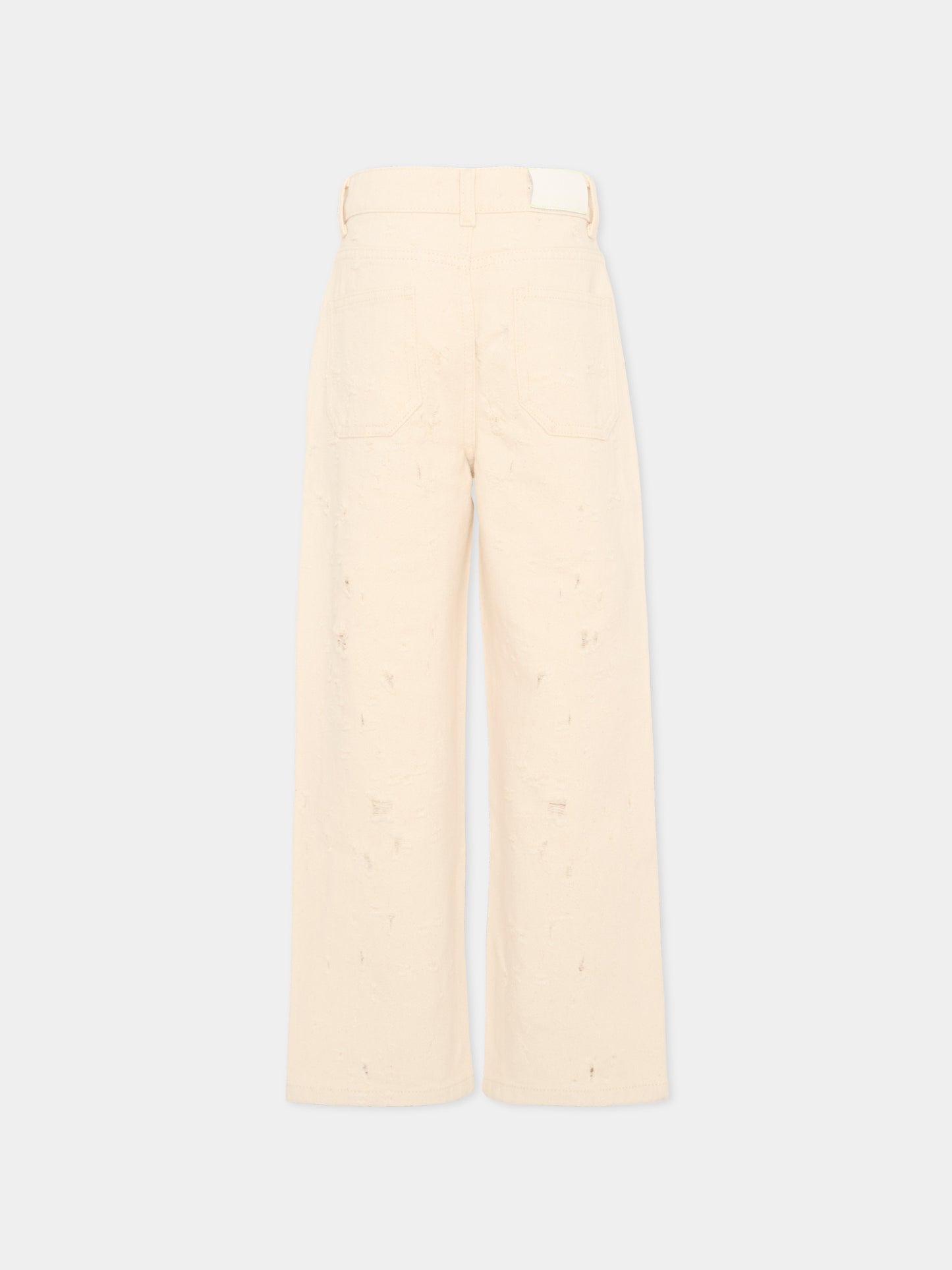 Jeans avorio per bambino con logo