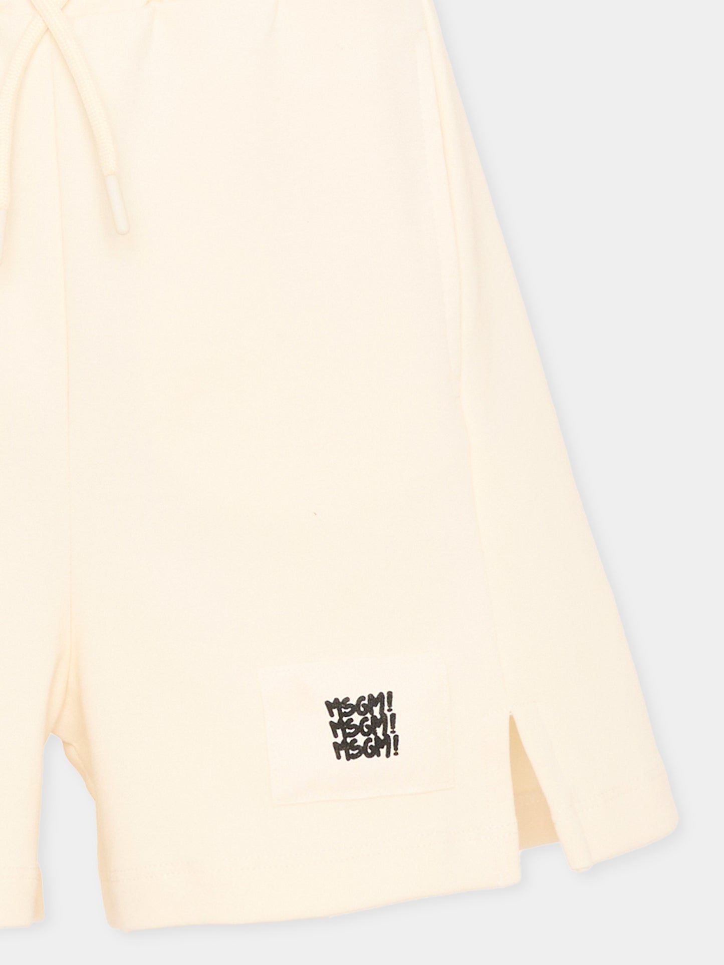 Shorts sportivi avorio per bambino con logo,Msgm Kids,S6MSJBBE228 013