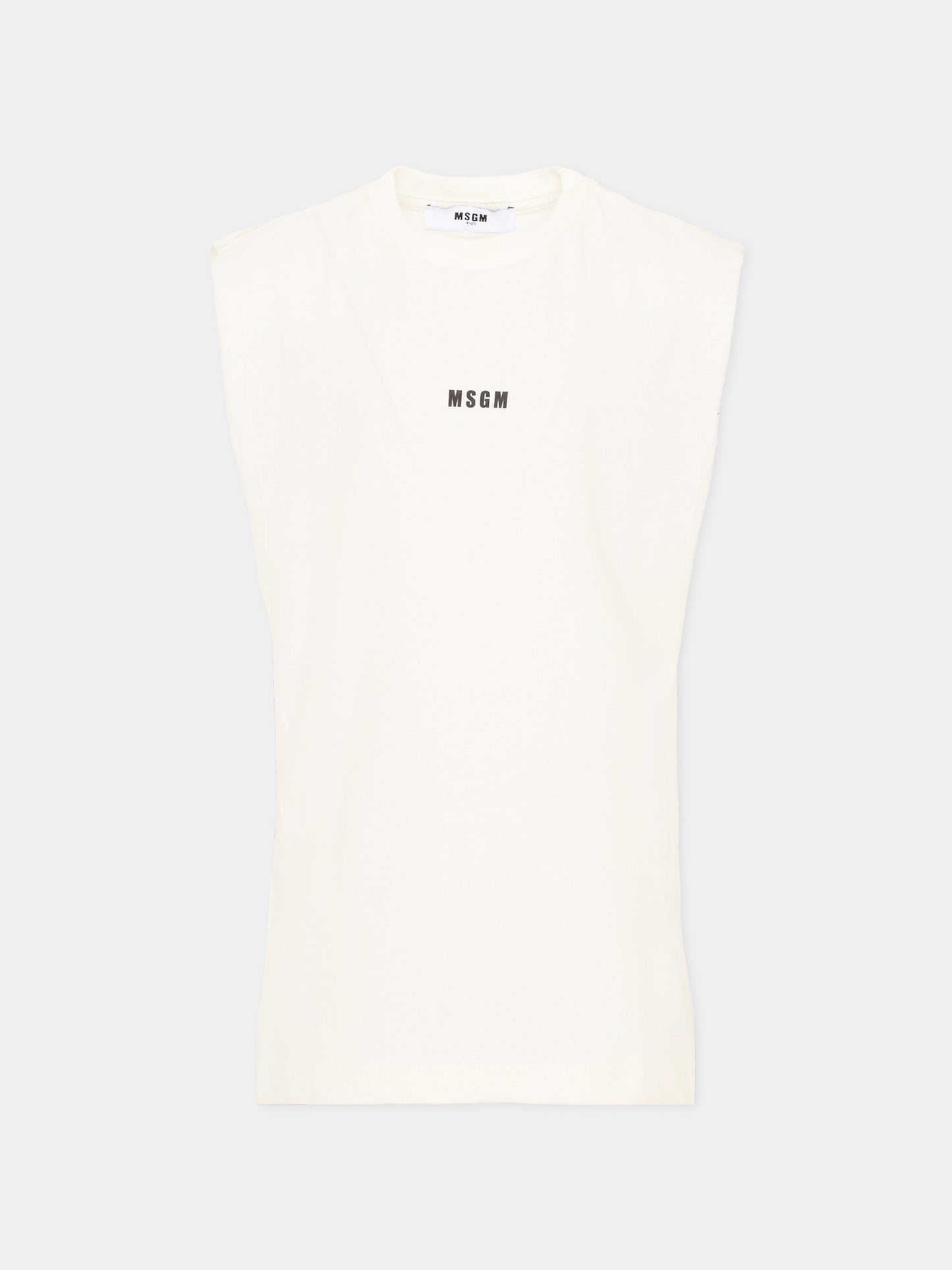 Canotta bianca per bambini con logo,Msgm Kids,S6MSJUTH150 002