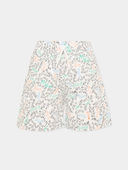 Shorts sportivi bianchi per bambino con logo