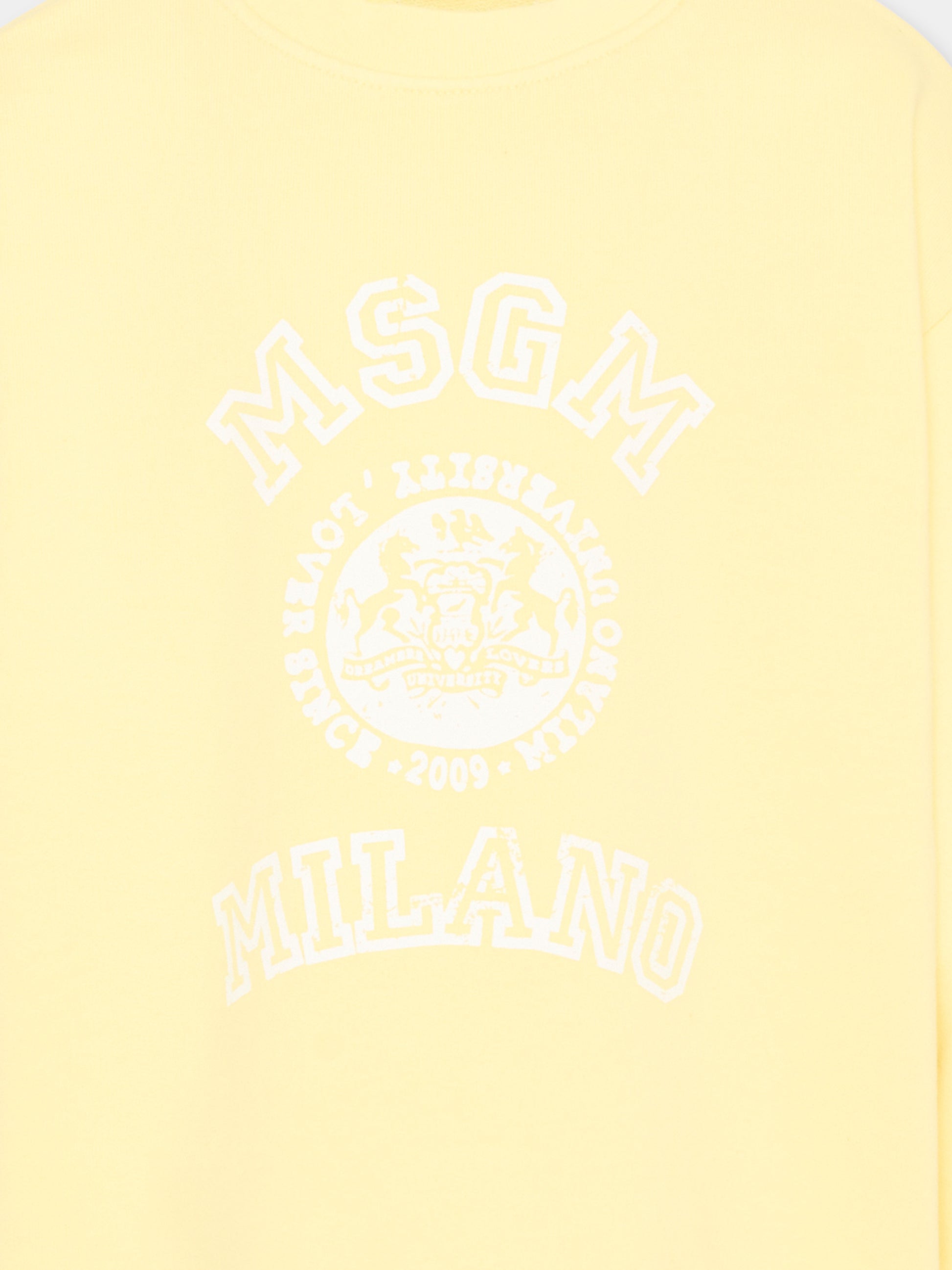 Felpa gialla per bambini con logo,Msgm Kids,S6MSJUSW053 MS075