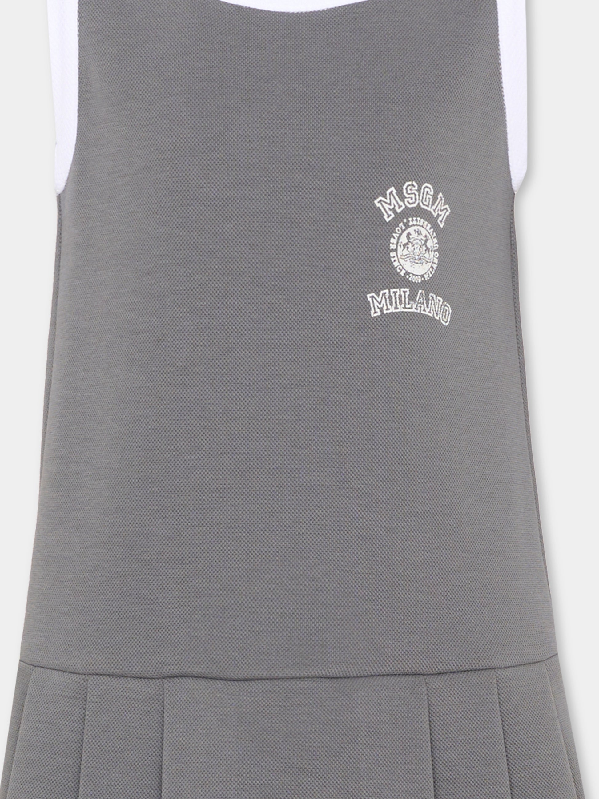 Vestito grigio per bambina con logo,Msgm Kids,S6MSJGDR035 104